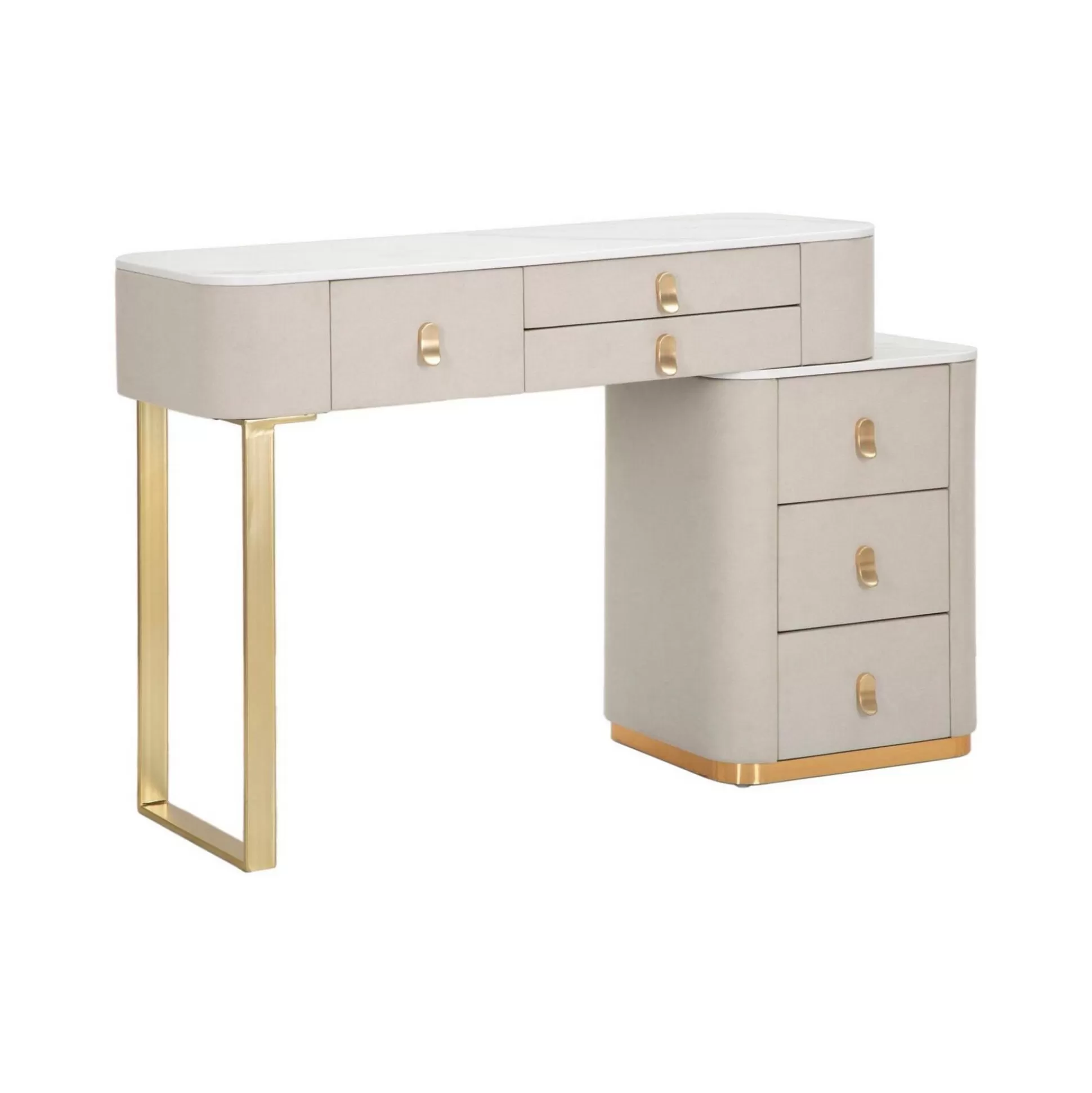 Dmora Scrivanie<Scrivania Apoteosi, 120x40 h75 cm, Crema e Oro