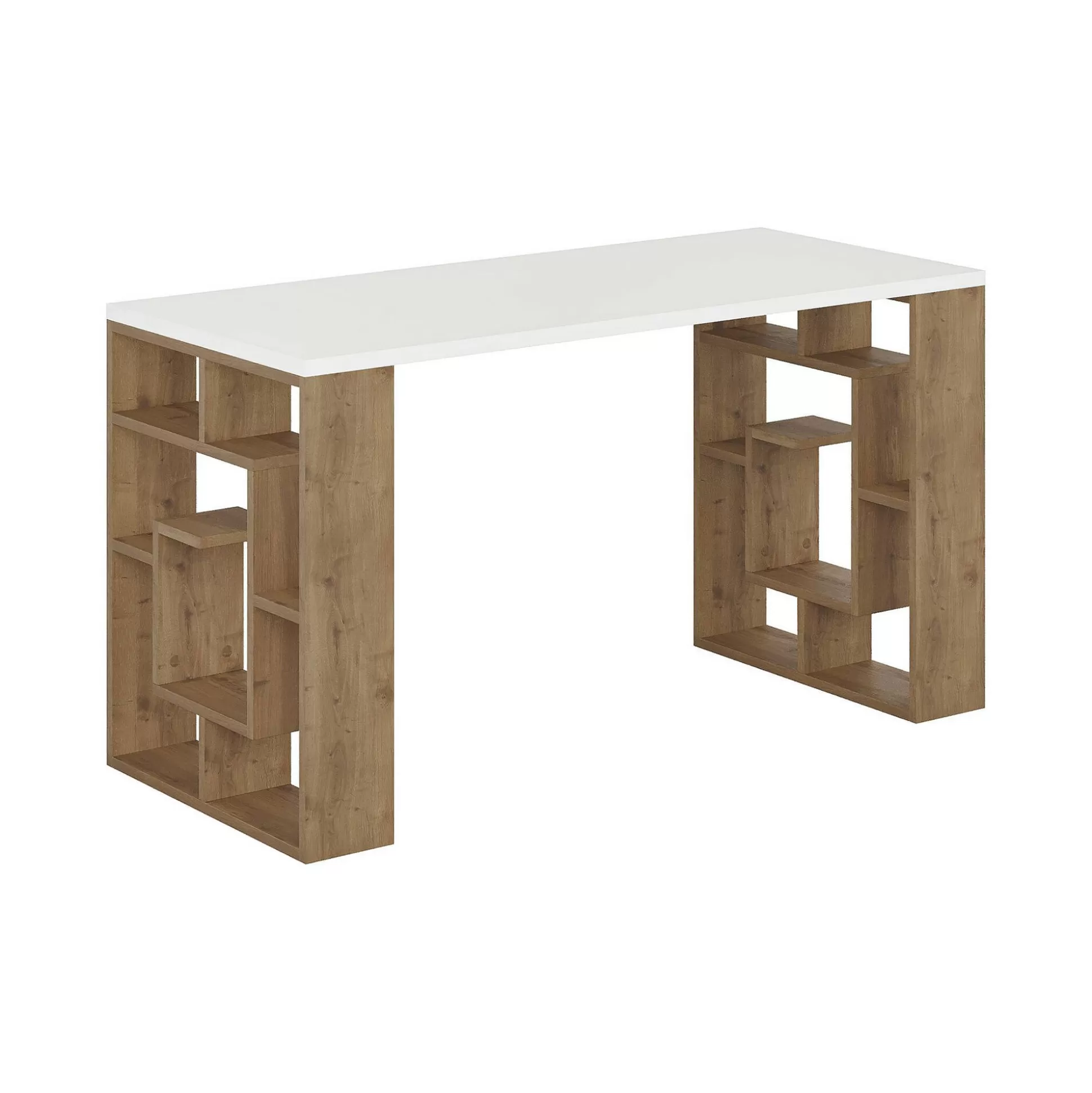 Dmora Scrivanie<Scrivania Archidamia, 140x60 h75 cm, Bianco e Marrone