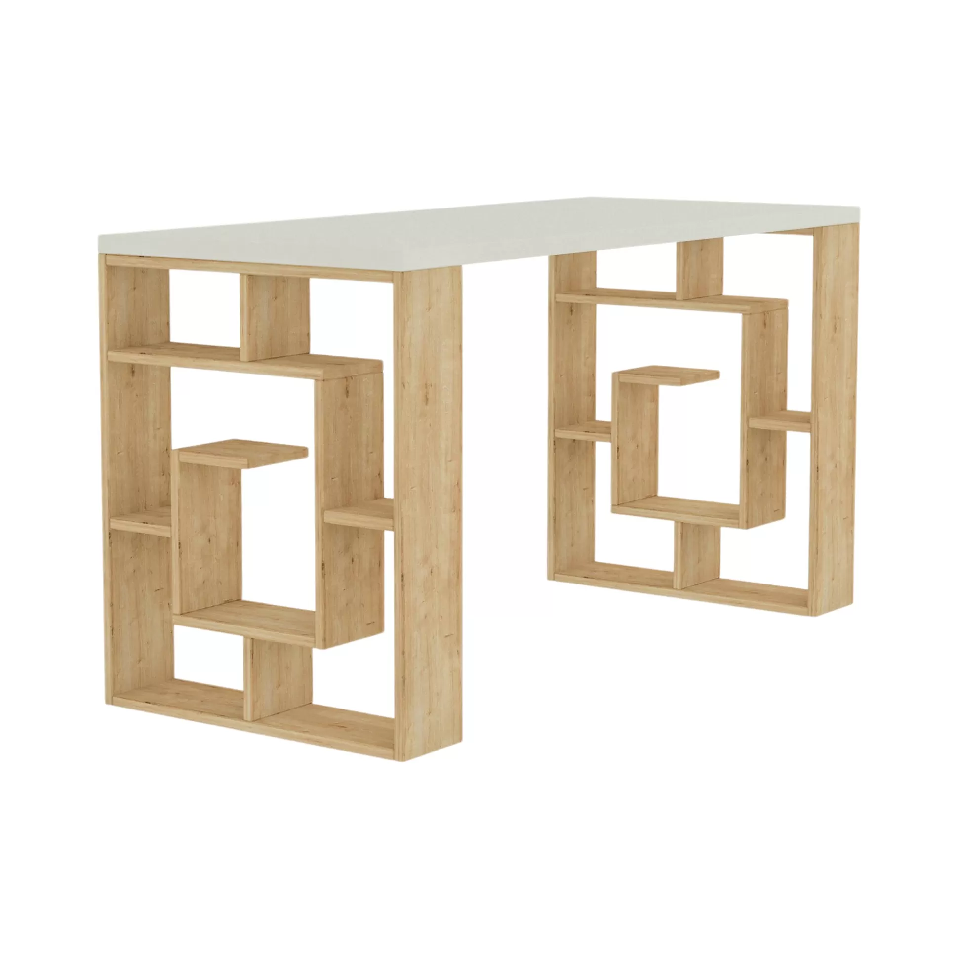 Dmora Scrivanie<Scrivania Archidamia, 140x60 h75 cm, Bianco e Quercia