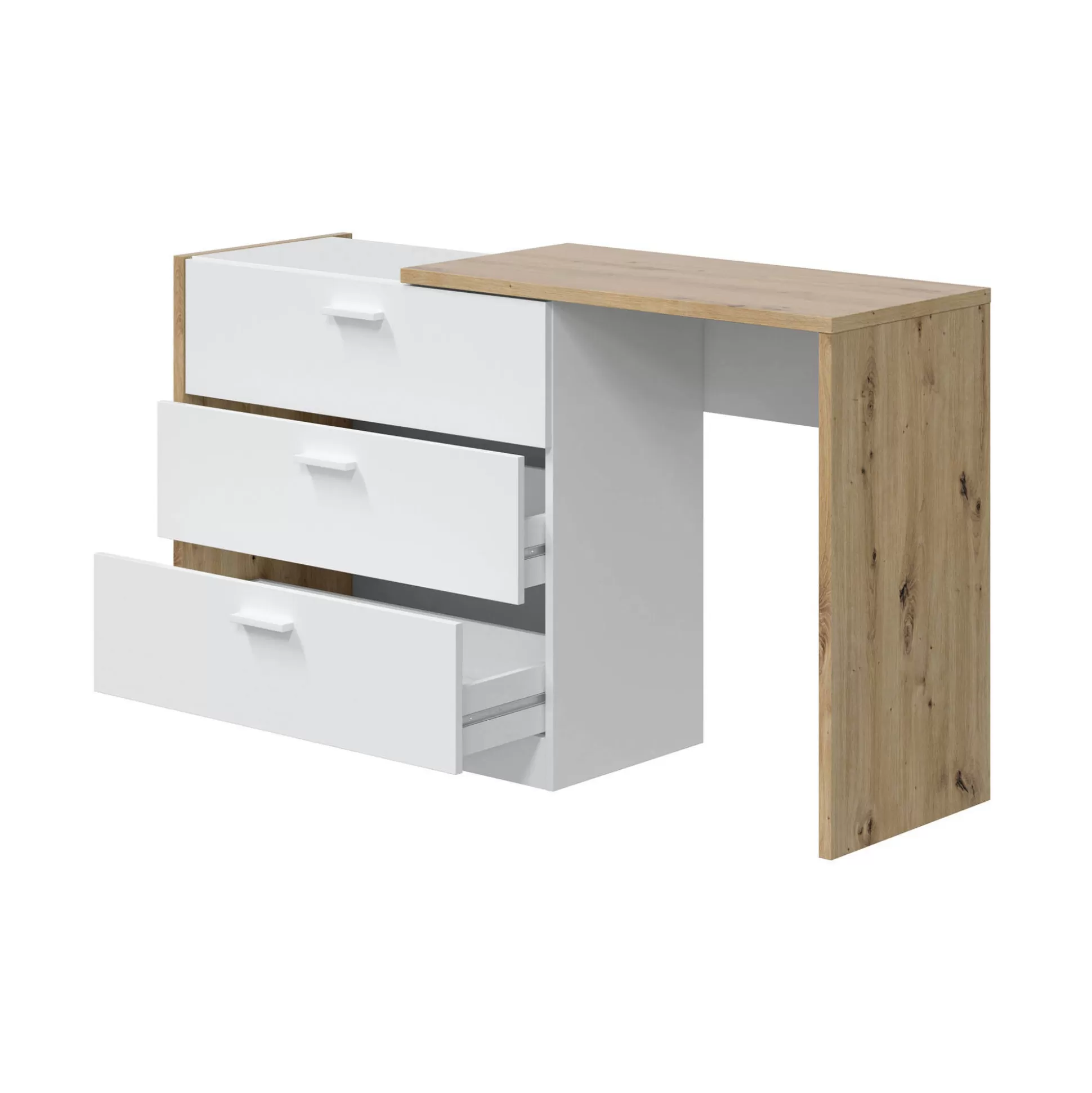 Dmora Scrivanie<Scrivania Armando, 75x40h130 cm, Bianco e Rovere nodi