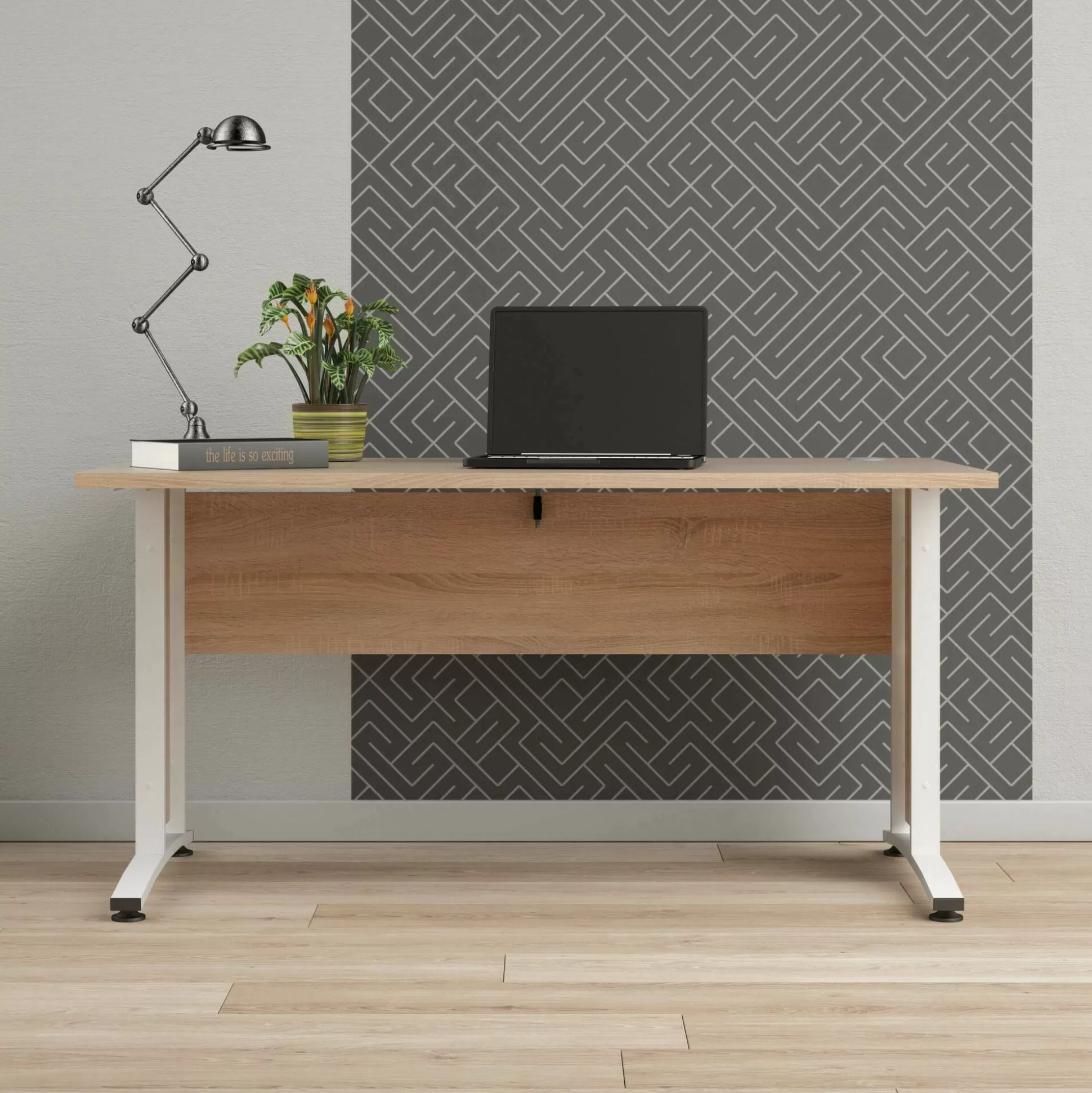 Dmora Scrivanie<Scrivania Ascorbato, 150x80 h75 cm, Quercia e Bianco