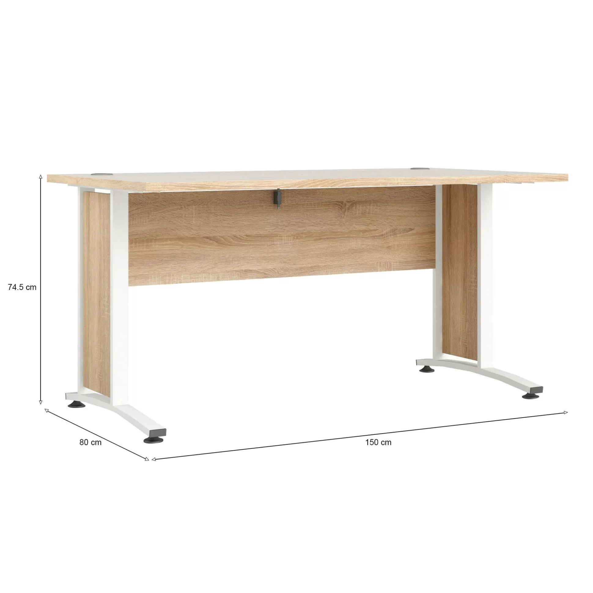 Dmora Scrivanie<Scrivania Ascorbato, 150x80 h75 cm, Quercia e Bianco