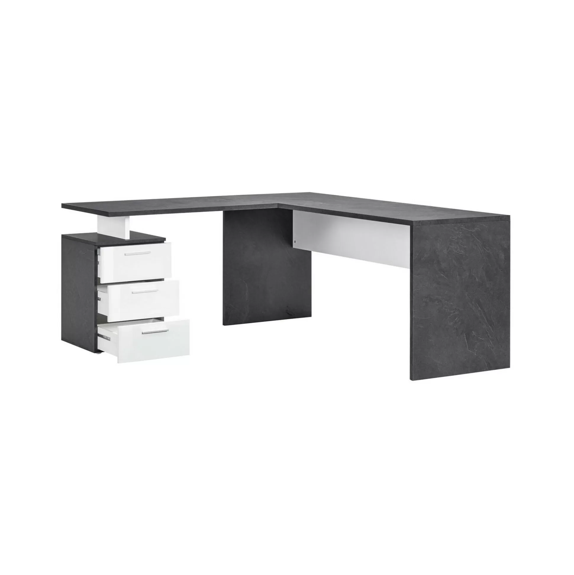 Dmora Scrivanie<Scrivania Ascuby, cm 160x60h75, Ardesia e Bianco lucido
