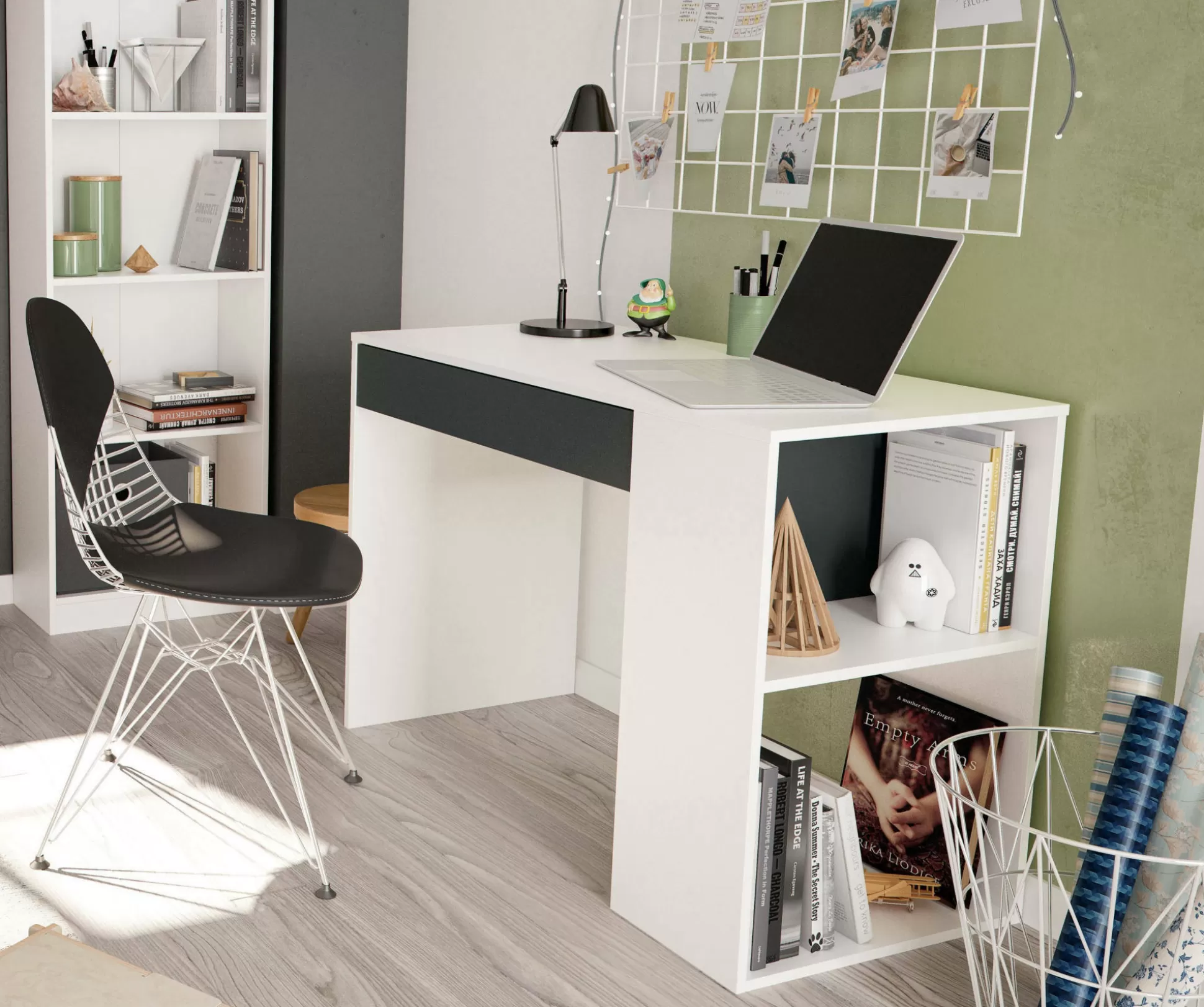Dmora Scrivanie<Scrivania Attila, 101x50h73 cm, Bianco e Antracite