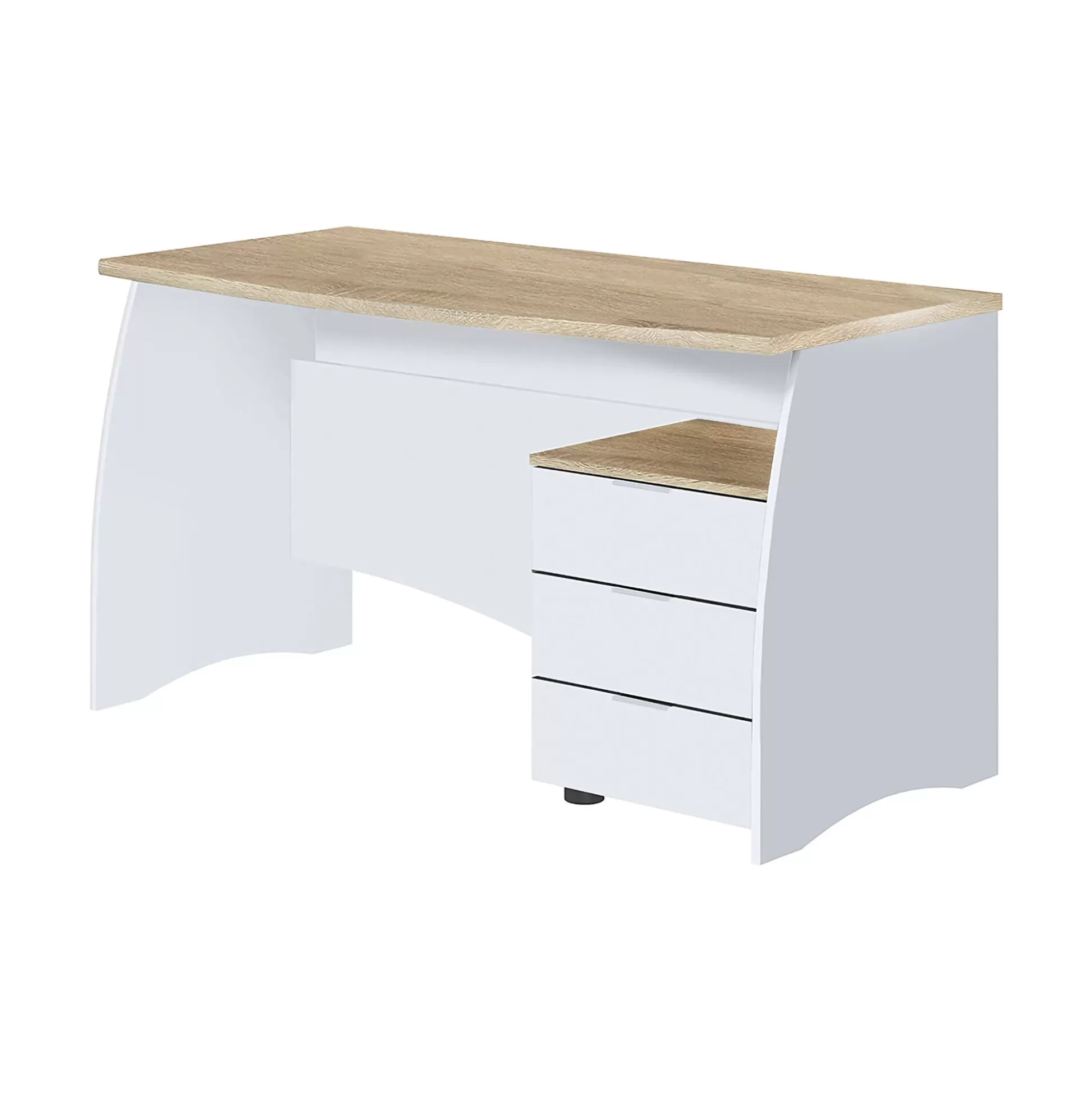 Dmora Scrivanie<Scrivania Azziz, 136x67h74 cm, Bianco e Rovere
