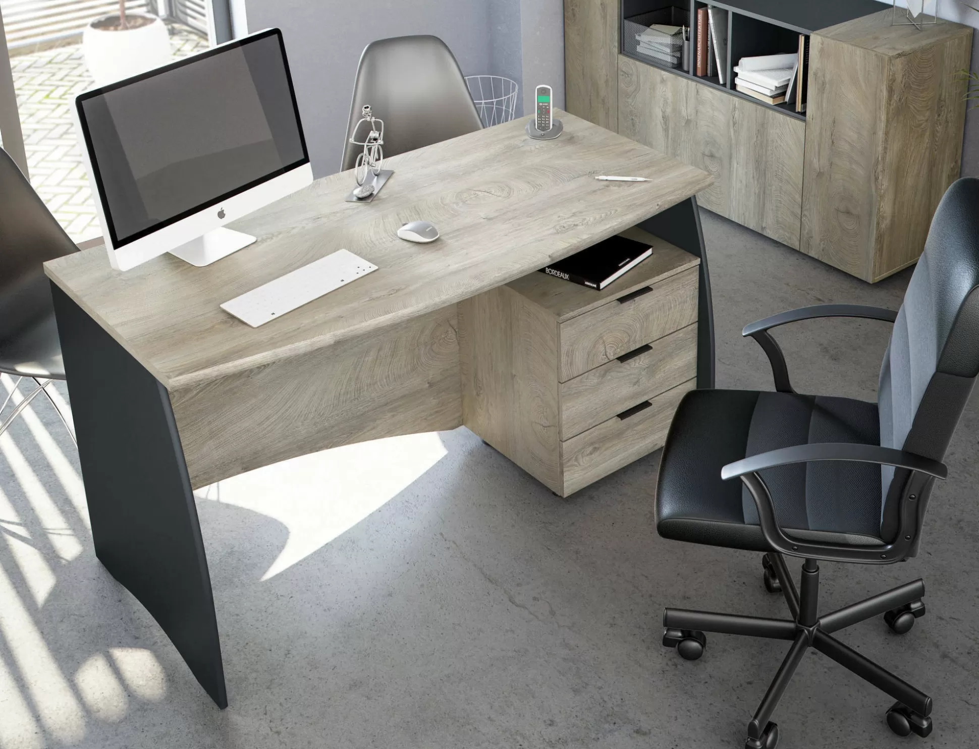 Dmora Scrivanie<Scrivania Azziz, 136x67h74 cm, Rovere e Antracite