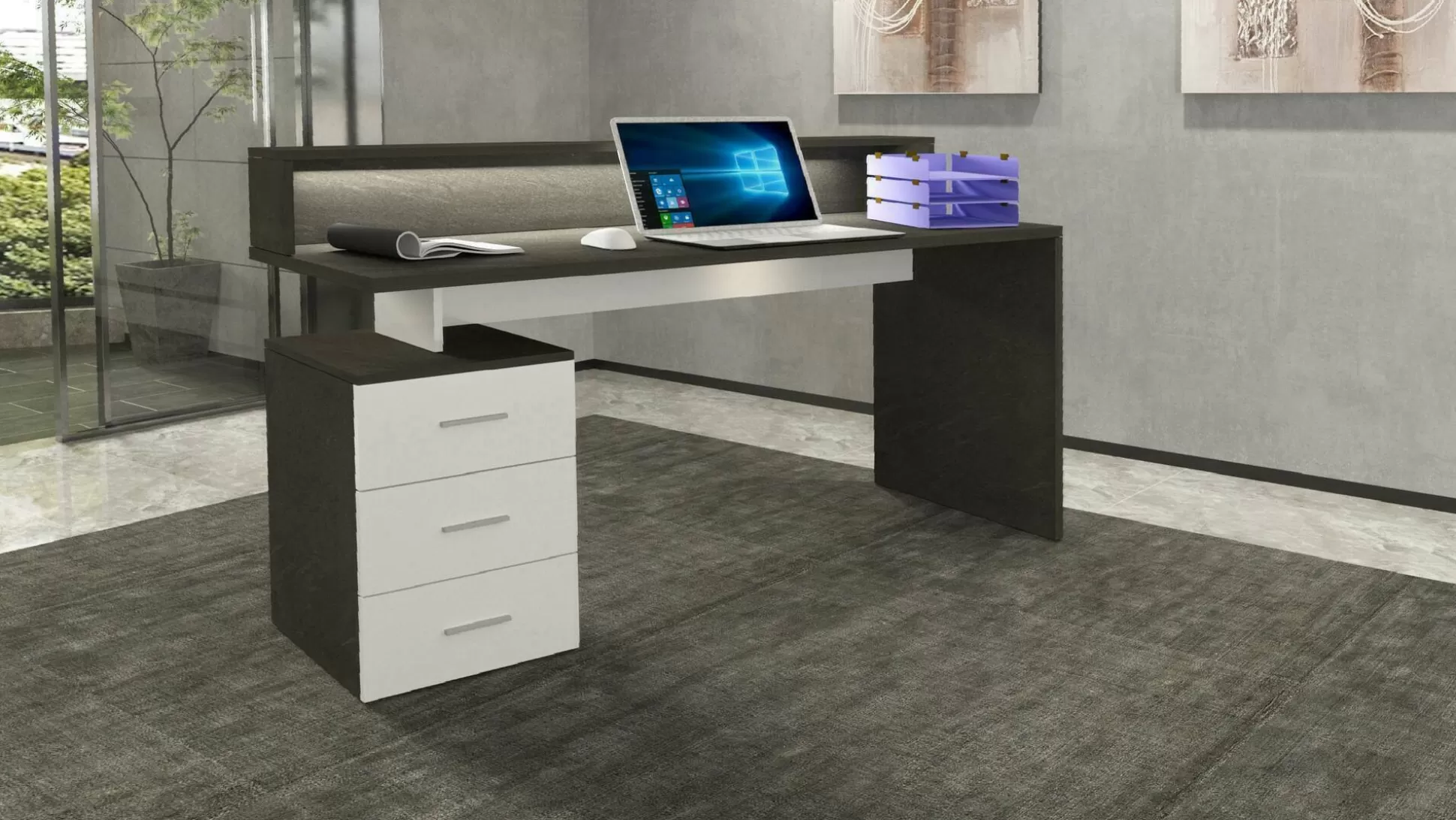 Dmora Scrivanie<Scrivania Bardi, 160x60h90 cm, Bianco e