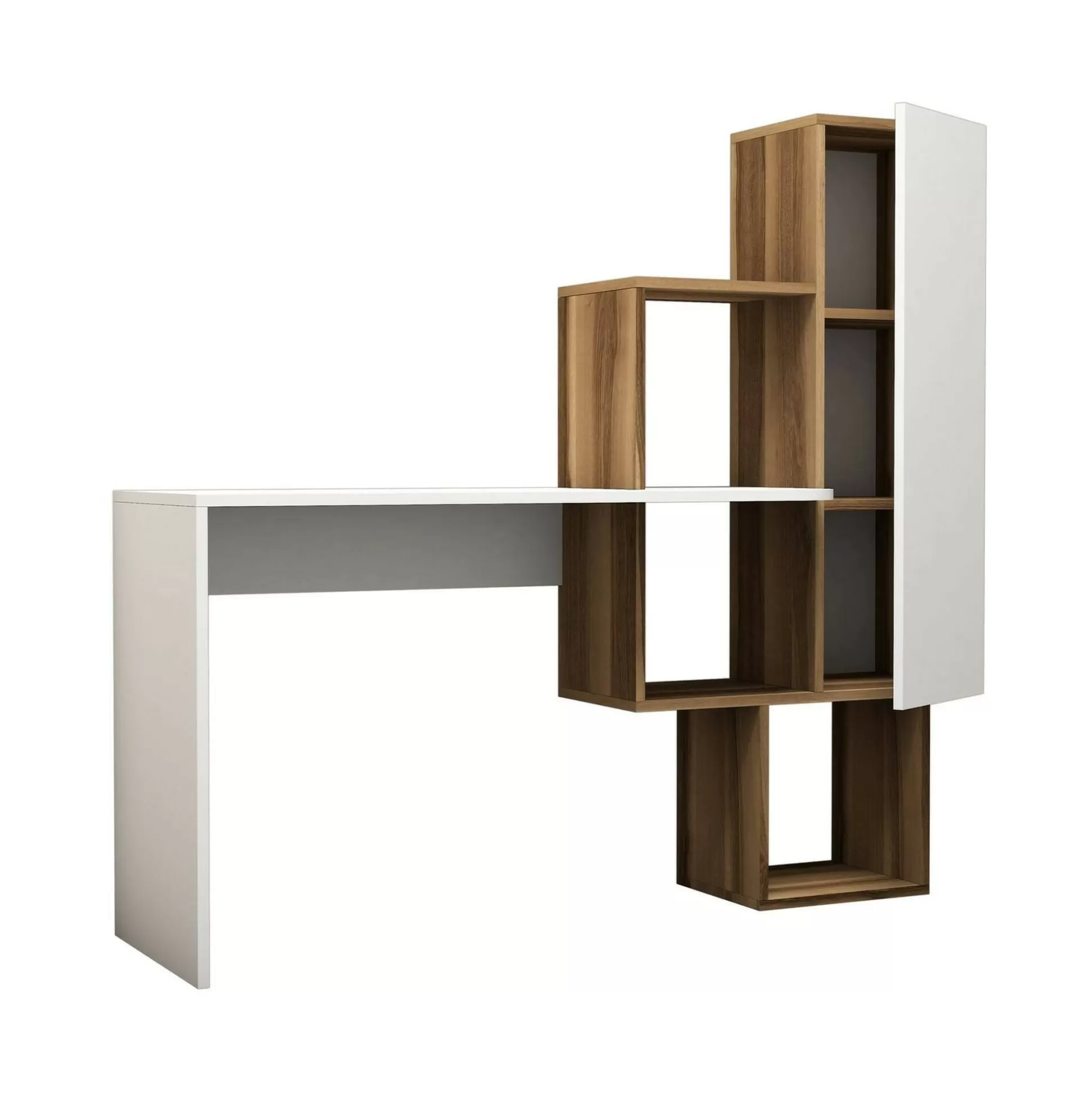 Dmora Scrivanie<Scrivania Baselice, 145x45h75 cm, Noce e Bianco