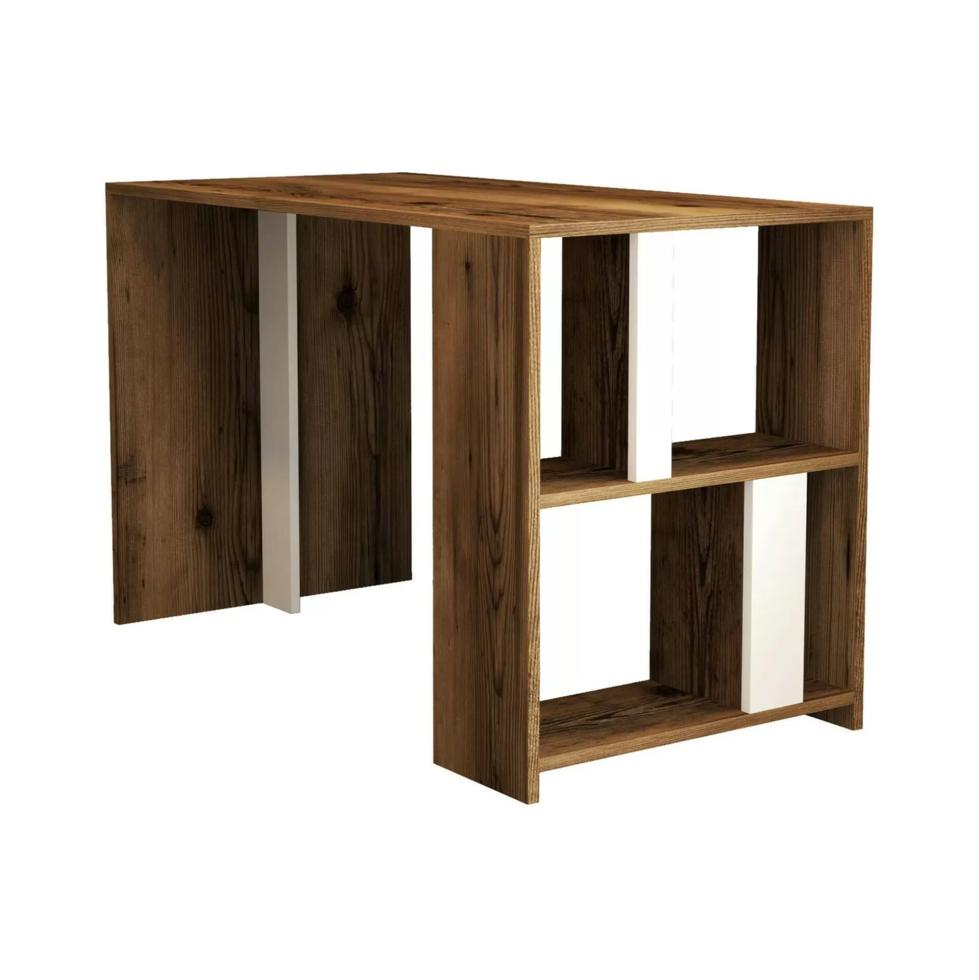 Dmora Scrivanie<Scrivania Bising, 120x60h75 cm, Noce e Bianco