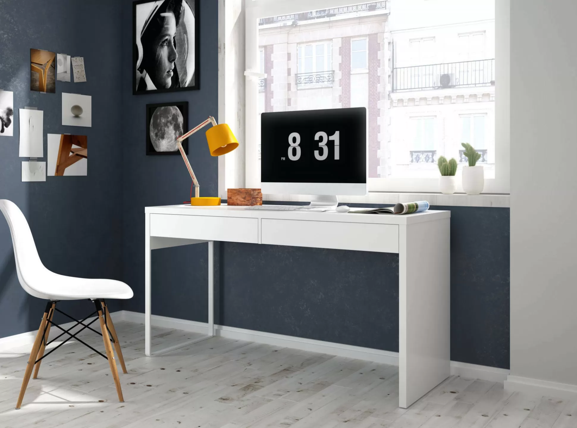 Dmora Scrivanie<Scrivania Cerere, 138x50h75 cm, Bianco