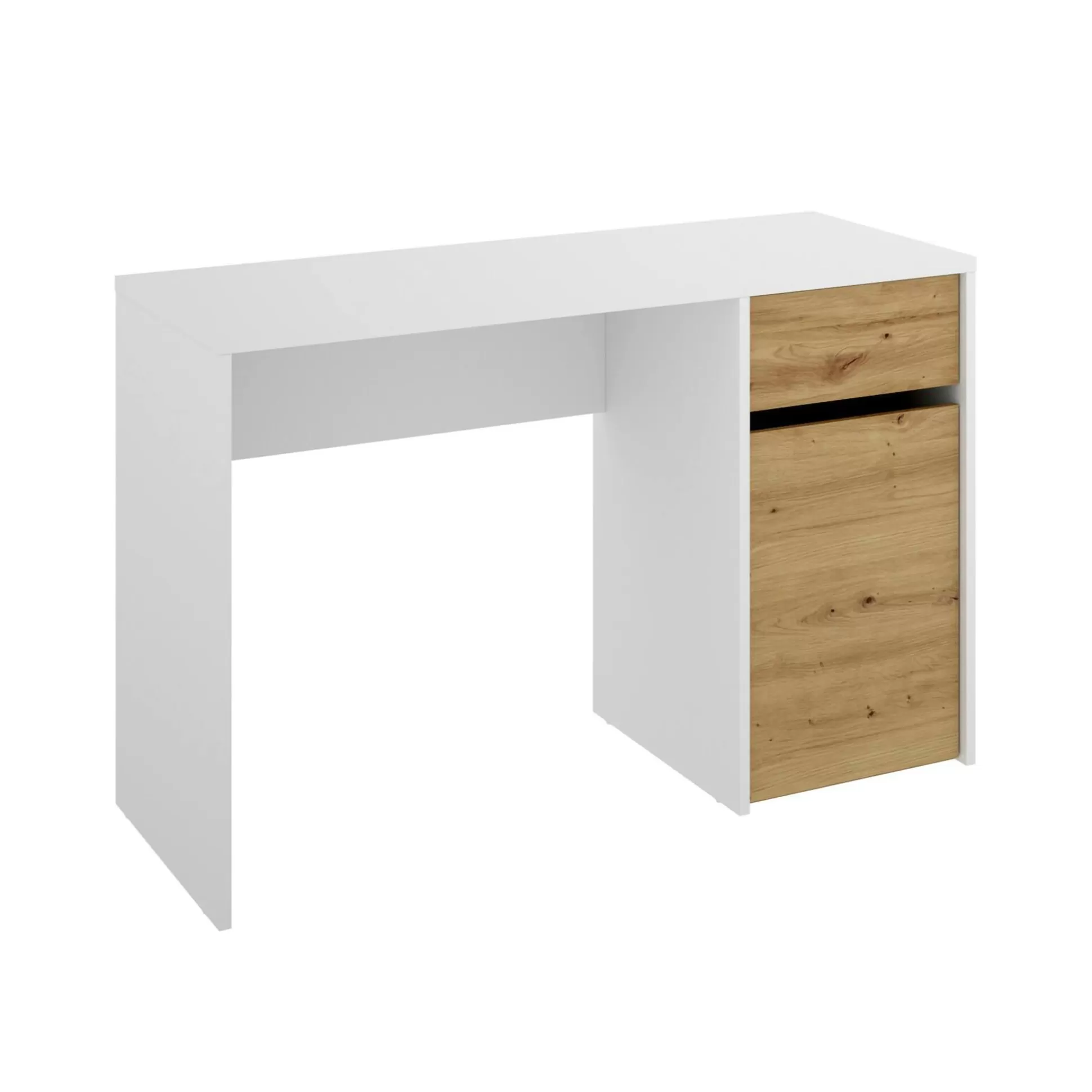 Dmora Scrivanie<Scrivania Dcaput, 110x50h74 cm, Bianco e Rovere Nodi