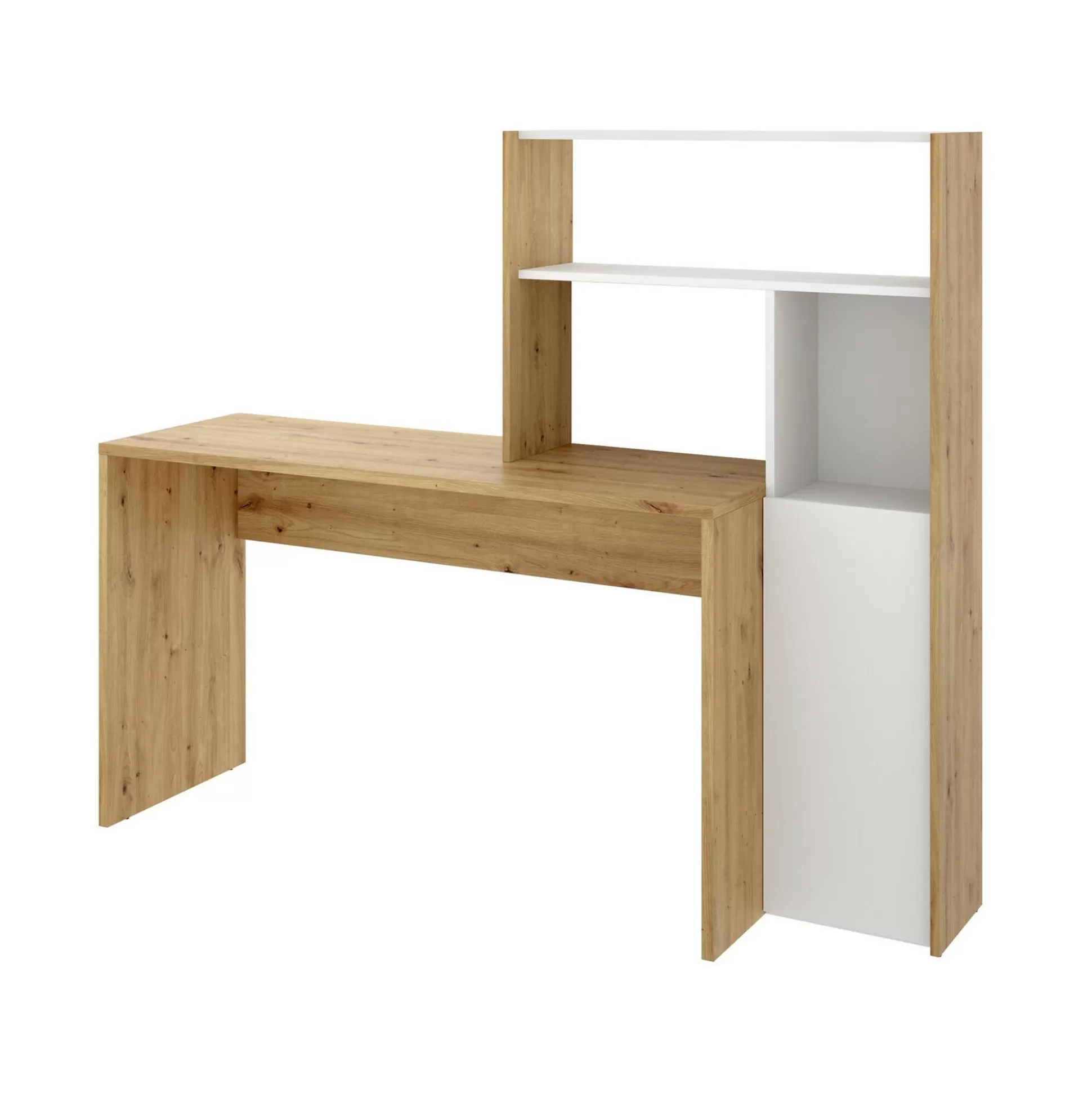 Dmora Scrivanie<Scrivania Ddamian, 111x82h139 cm, Bianco e Rovere Nodi