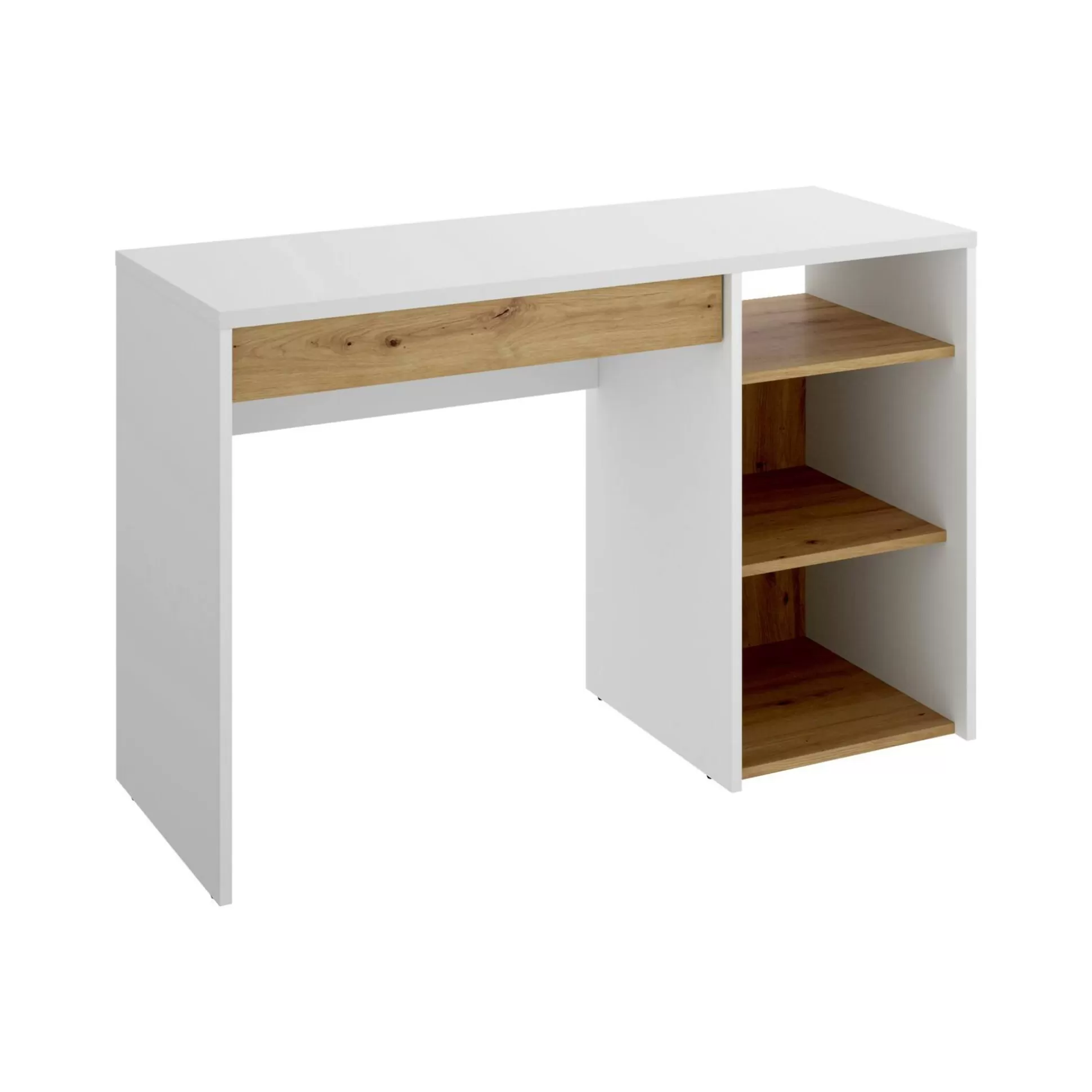 Dmora Scrivanie<Scrivania Ddiakit, 110x50h74 cm, Bianco e Rovere Nodi