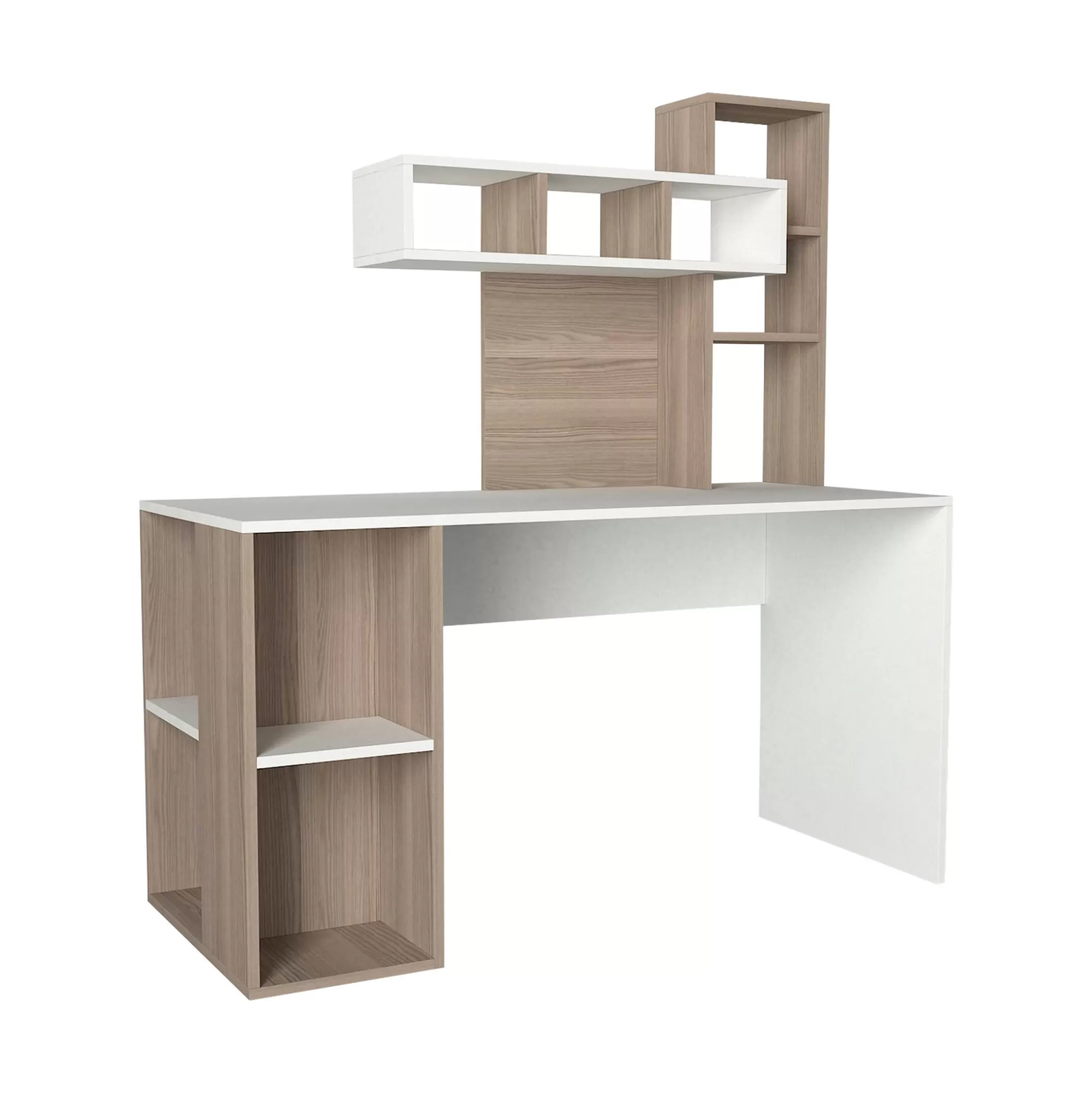 Dmora Scrivanie<Scrivania Dghiringhell, 140x60 h154 cm, Bianco e Rovere