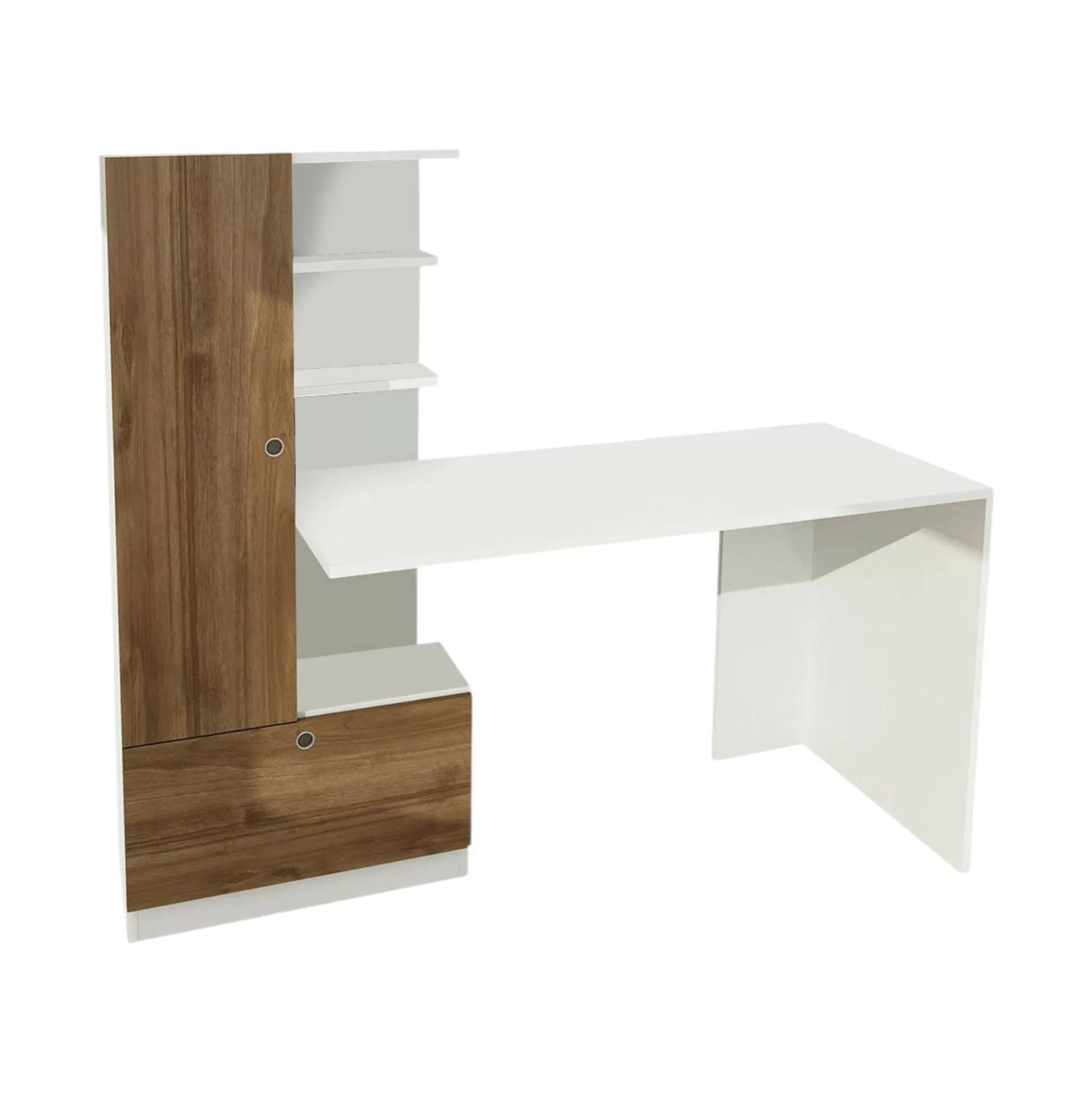 Dmora Scrivanie<Scrivania Dhandanovi, 150x62 h120 cm, Bianco e Noce