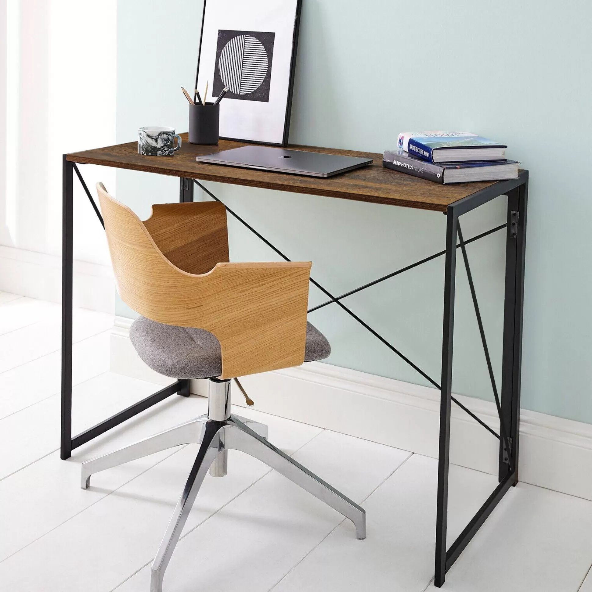 Dmora Scrivanie<Scrivania Dhicke, 50x99h76 cm, Noce e Nero