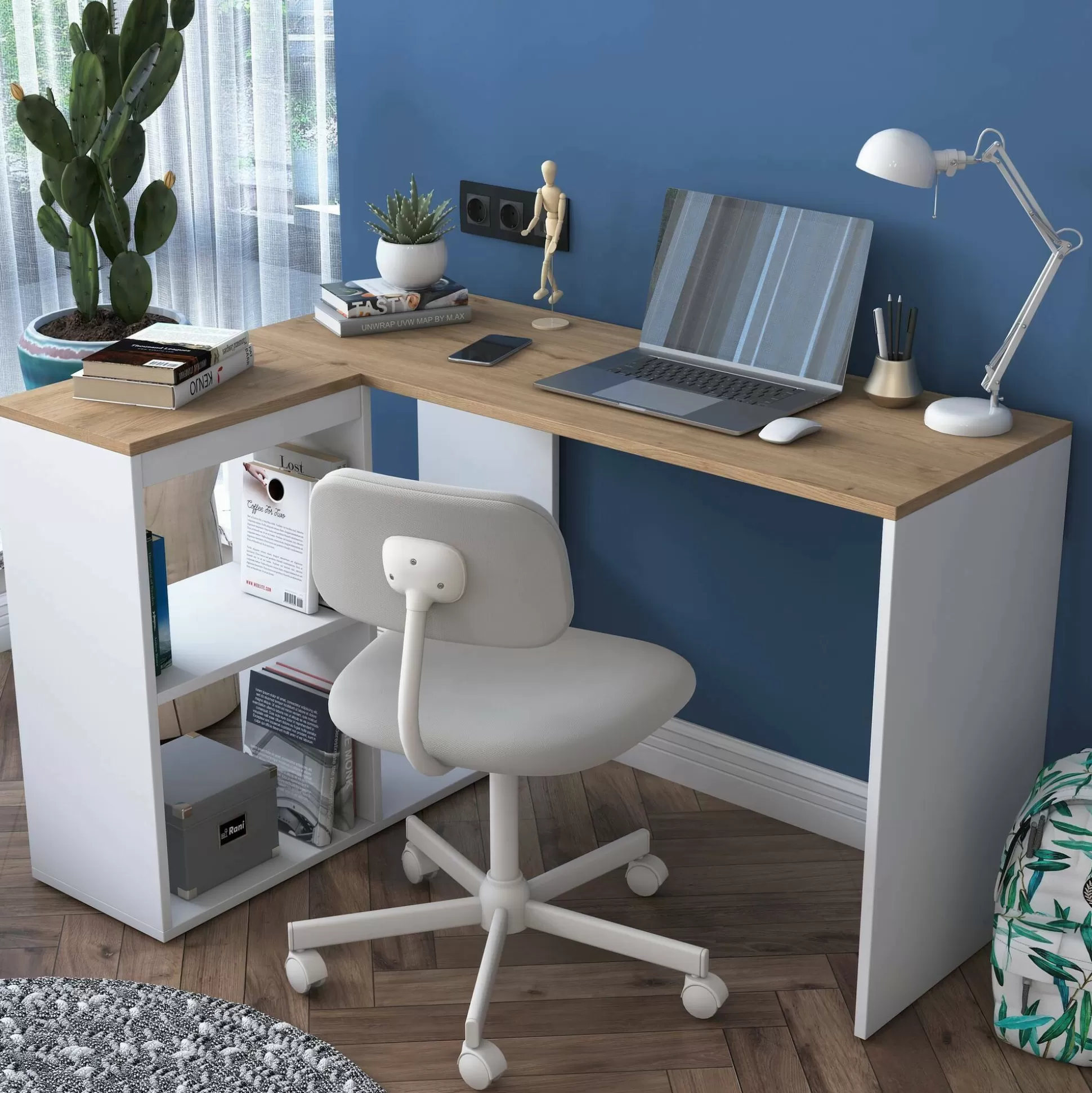 Dmora Scrivanie<Scrivania Dlezzerin, 120x50 h75 cm, Quercia e Bianco