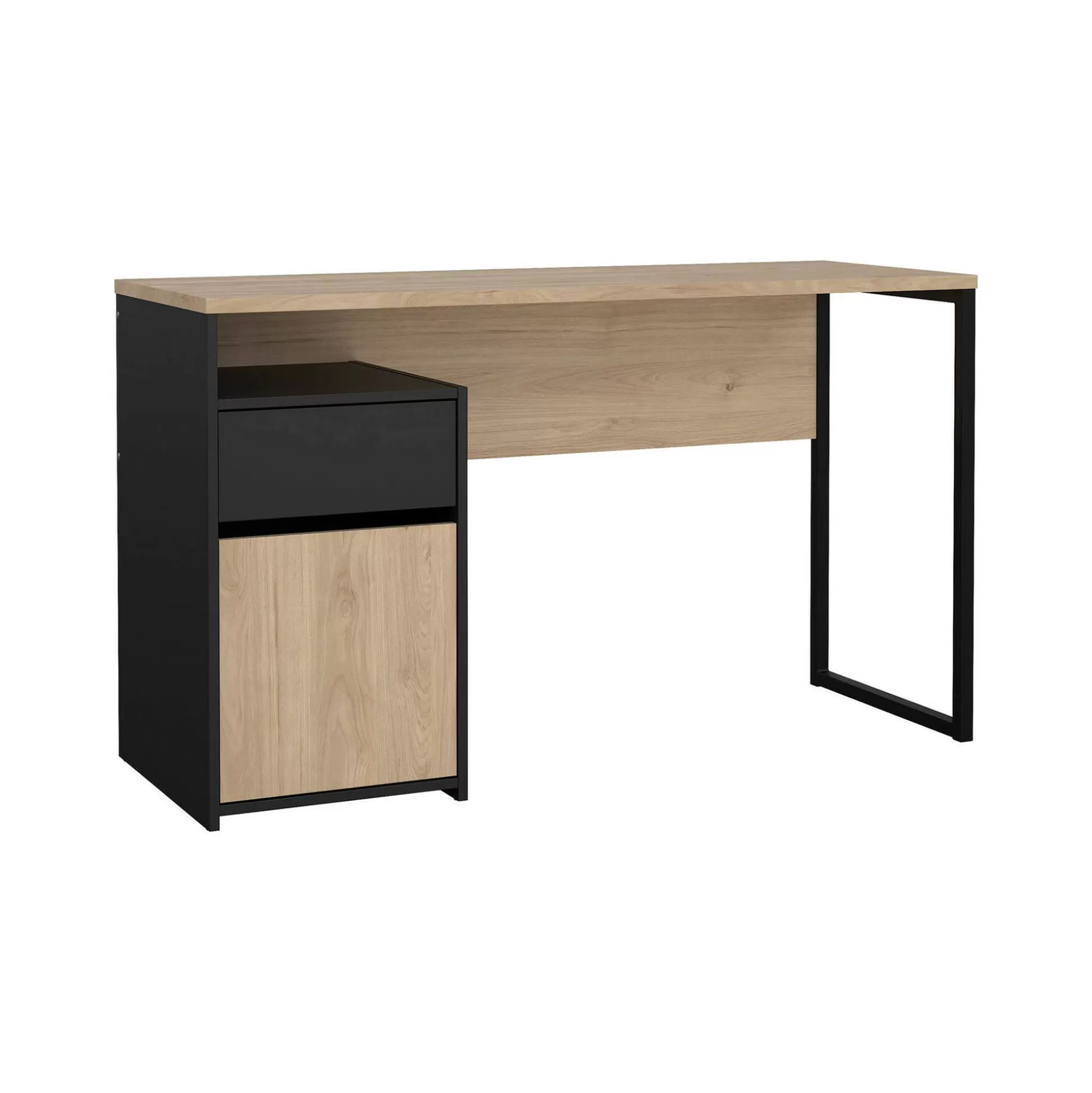 Dmora Scrivanie<Scrivania Dsaltutt, 48x130 h77 cm, Rovere e Nero