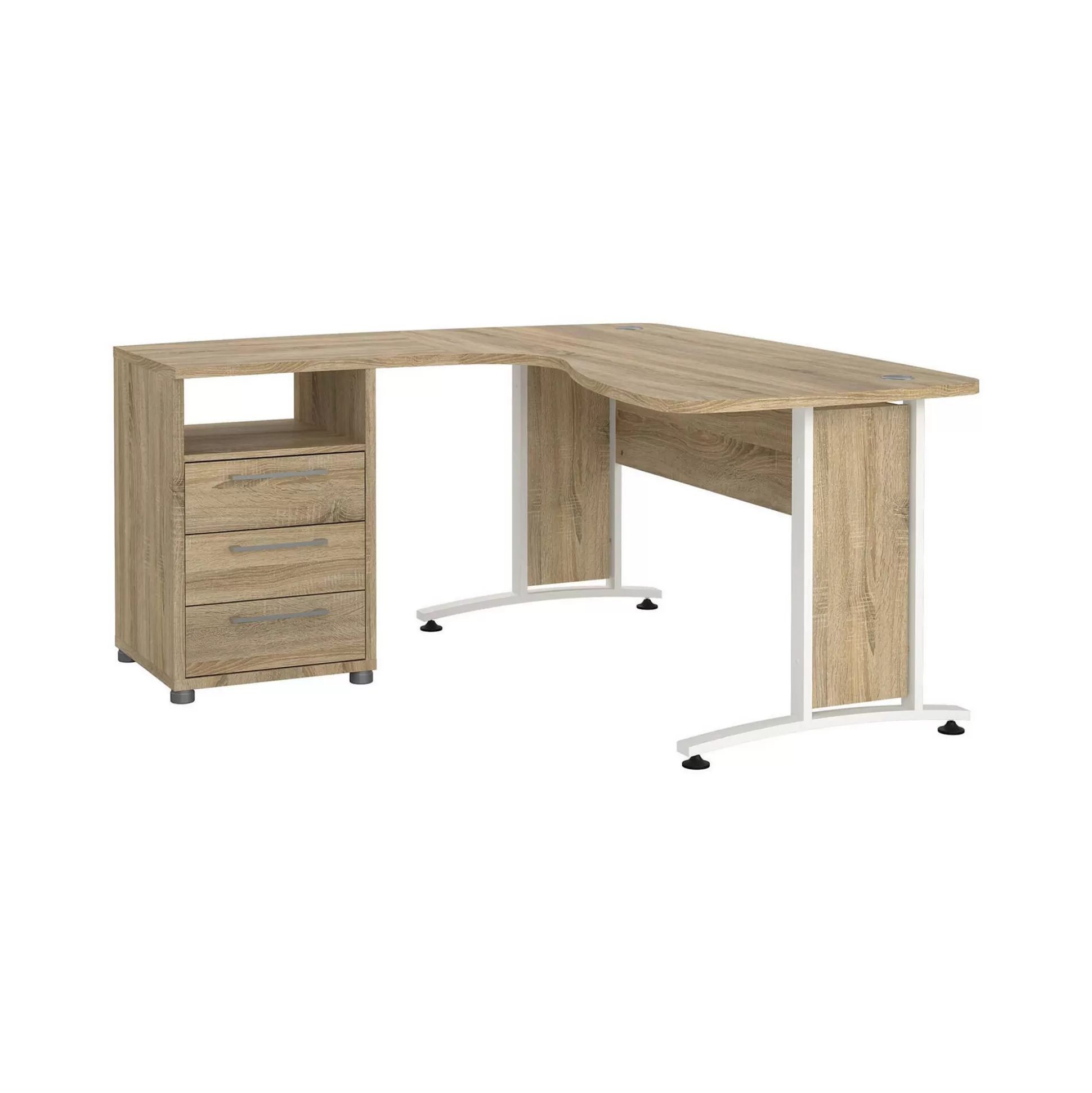 Dmora Scrivanie<Scrivania Dtedesch, 159x150 h75 cm, Quercia e Bianco
