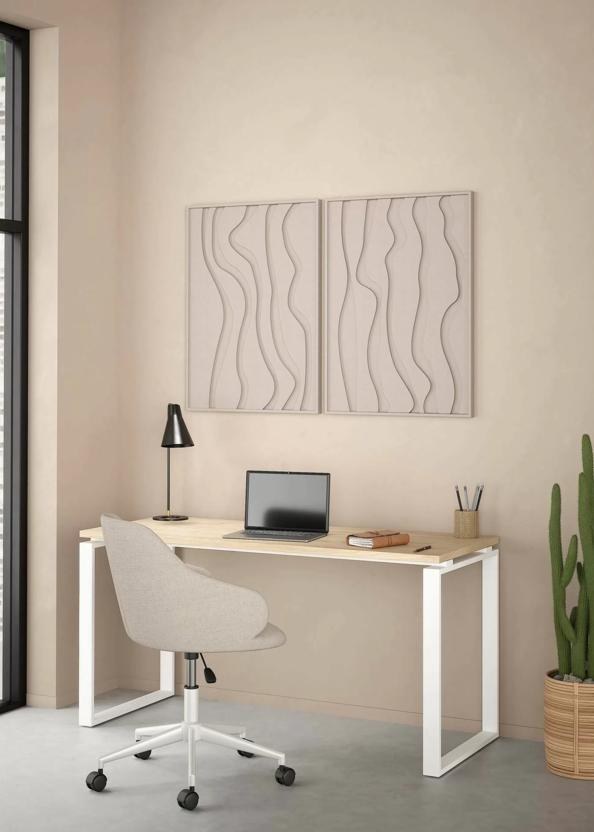 Dmora Scrivanie<Scrivania Dtumburu, 60x150 h76 cm, Rovere e Bianco