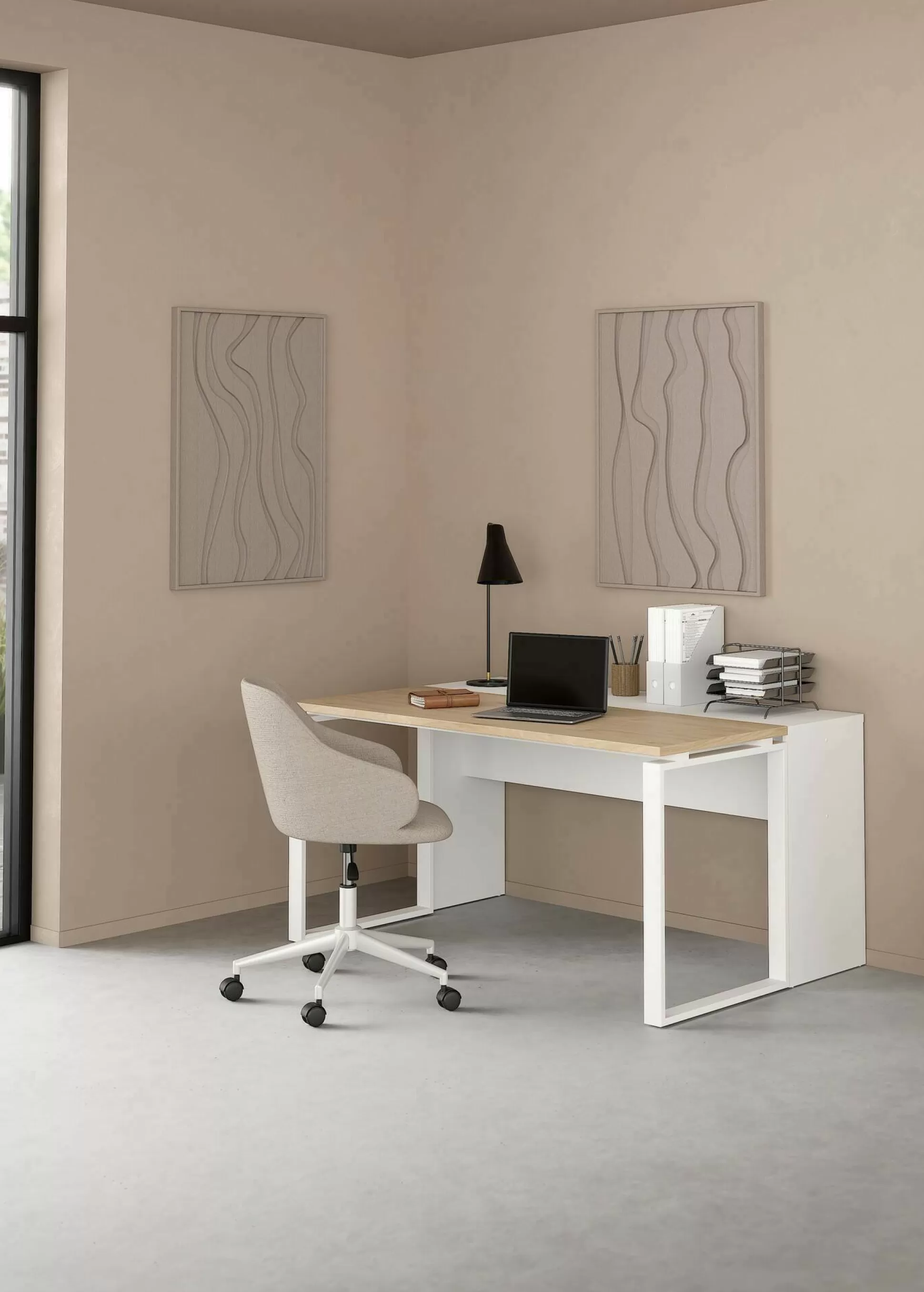 Dmora Scrivanie<Scrivania Dturcon, 60x0 h76 cm, Rovere e Bianco