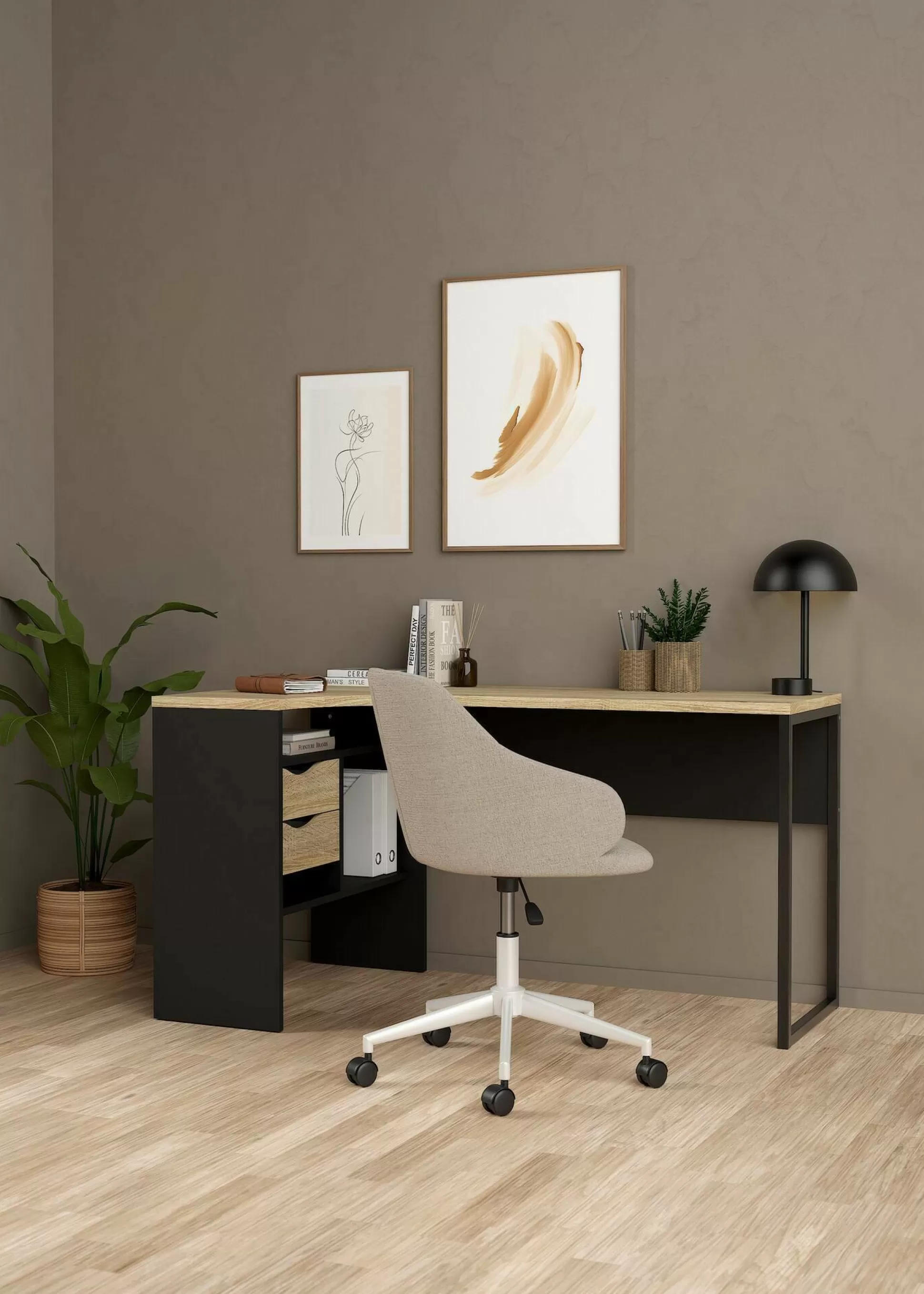 Dmora Scrivanie<Scrivania Dturr, 145x81 h77 cm, Nero e Quercia
