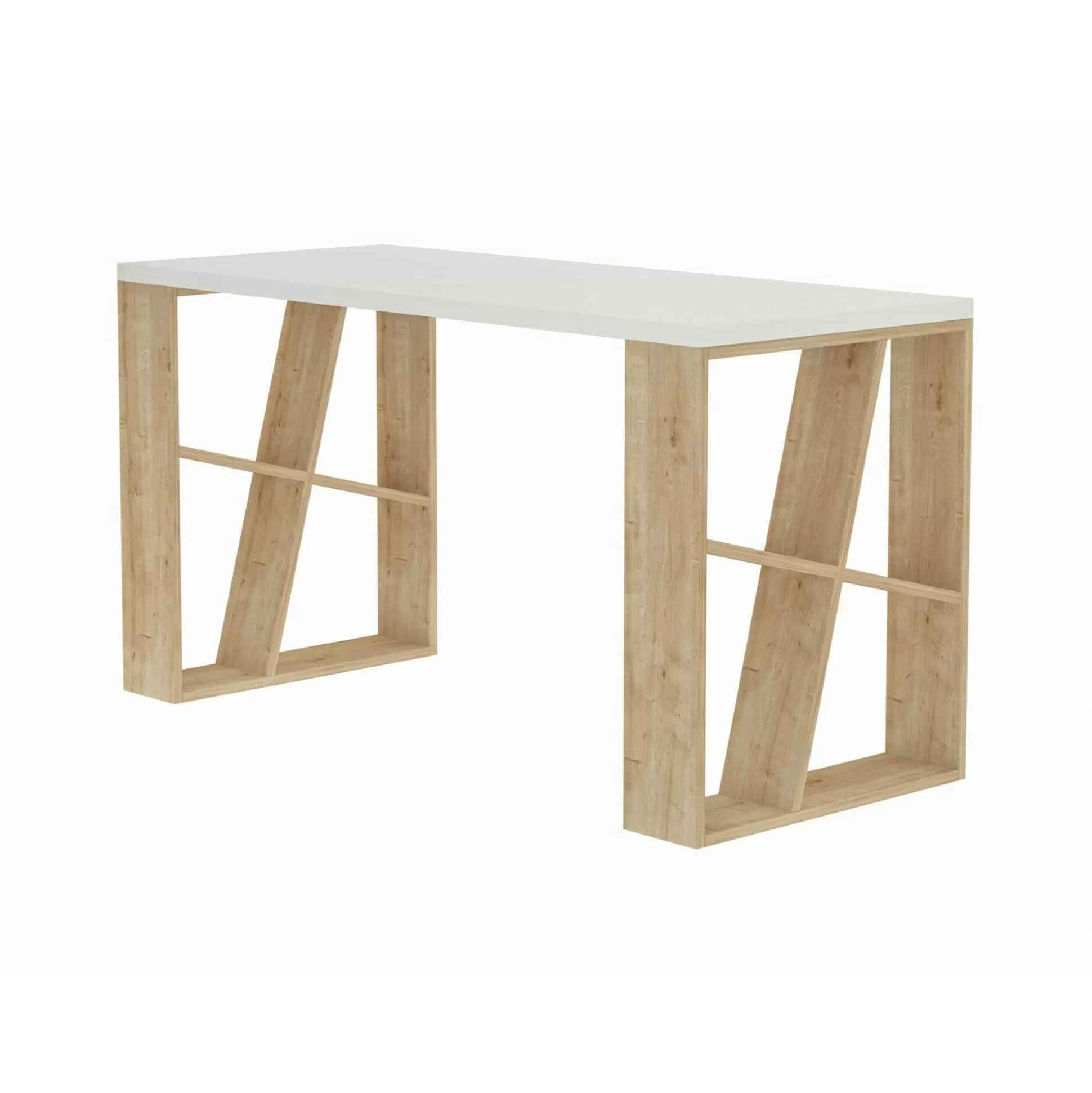 Dmora Scrivanie<Scrivania Ernestina, 140x60h75 cm, Bianco e Rovere