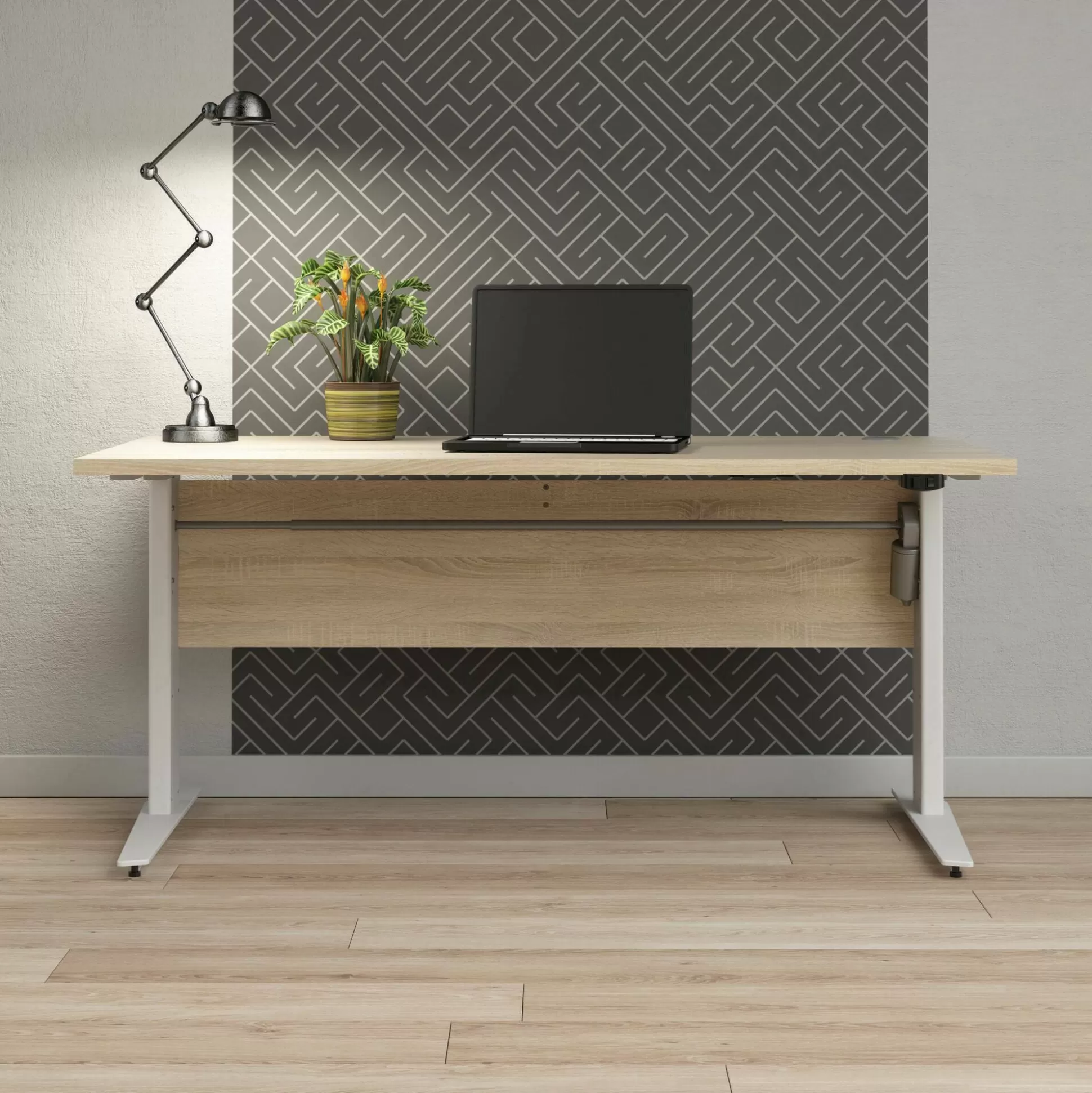Dmora Scrivanie<Scrivania Gonu, 150x80 h119 cm, Quercia e Bianco