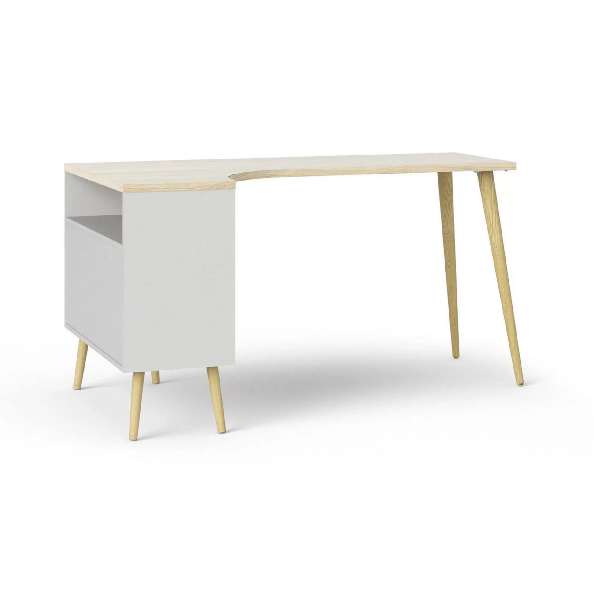 Dmora Scrivanie<Scrivania Katherine, 145x81 h76 cm, Bianco e Quercia