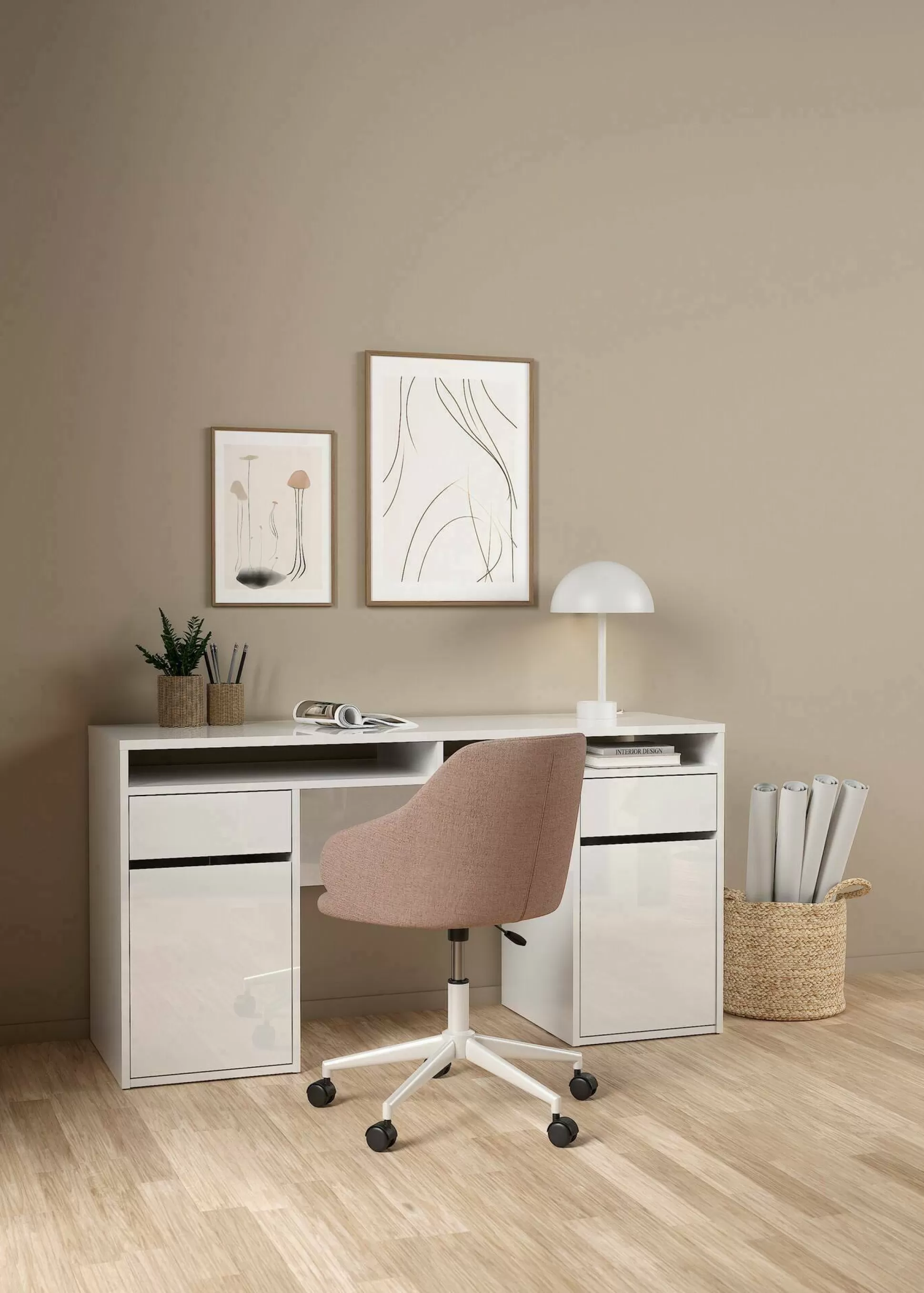 Dmora Scrivanie<Scrivania Leepi, 48x149 h77 cm, Bianco