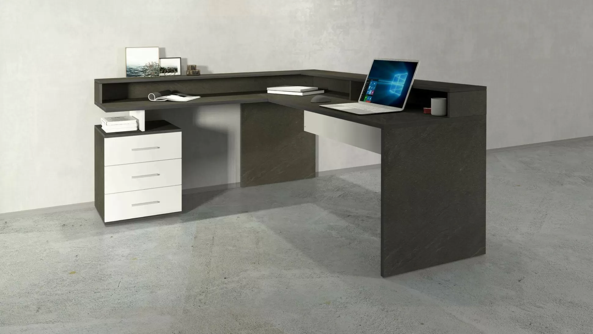 Dmora Scrivanie<Scrivania Leonilda, 180x90h160 cm, Bianco e