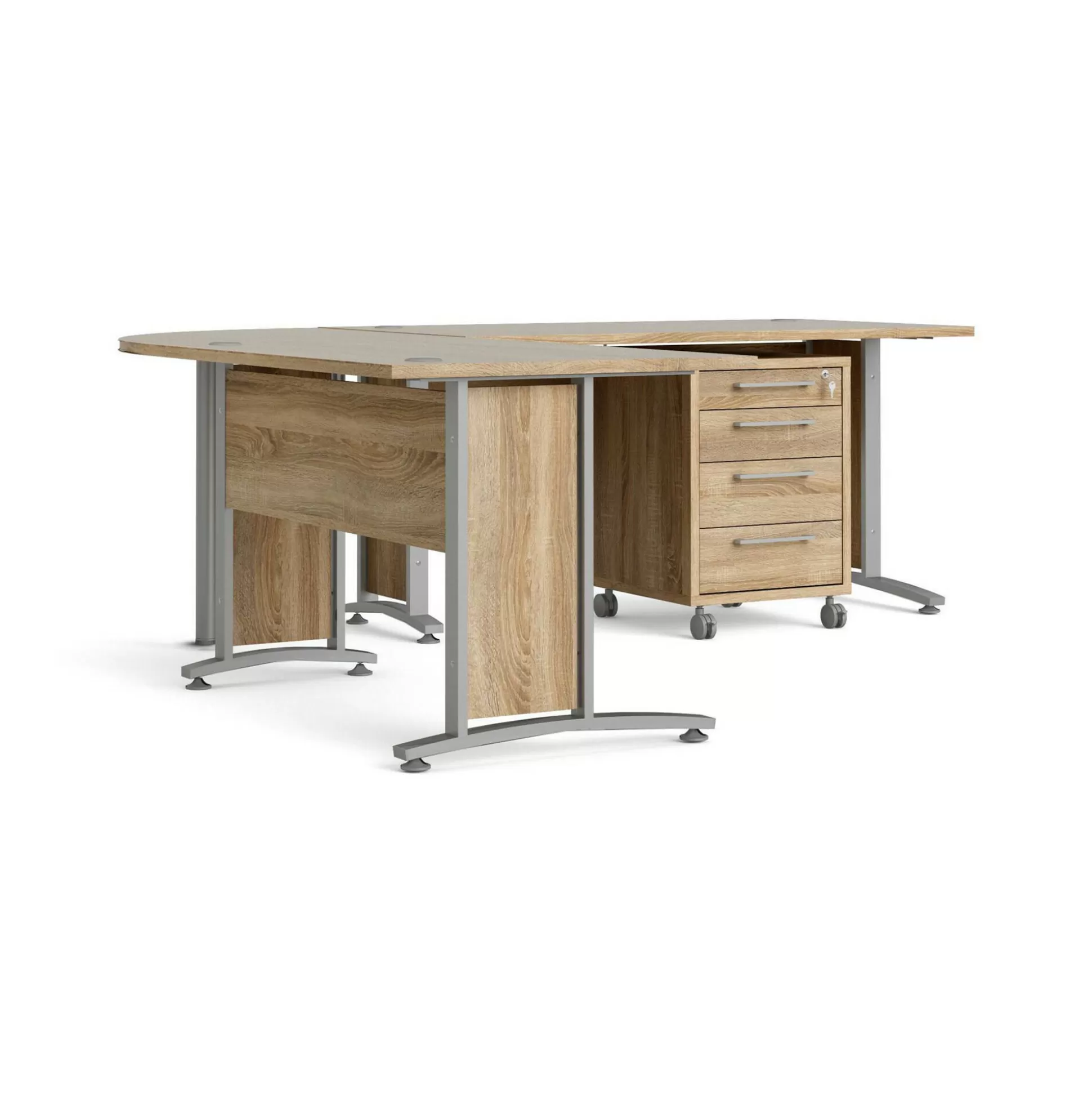 Dmora Scrivanie<Scrivania Megh, 230x200 h75 cm, Grigio e Quercia