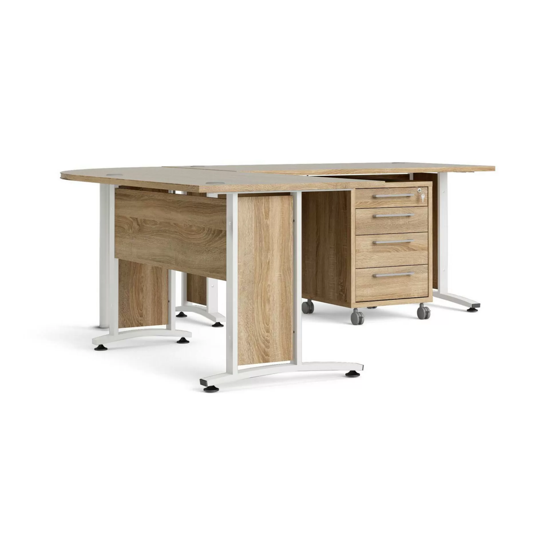 Dmora Scrivanie<Scrivania Megh, 230x200 h75 cm, Quercia e Bianco