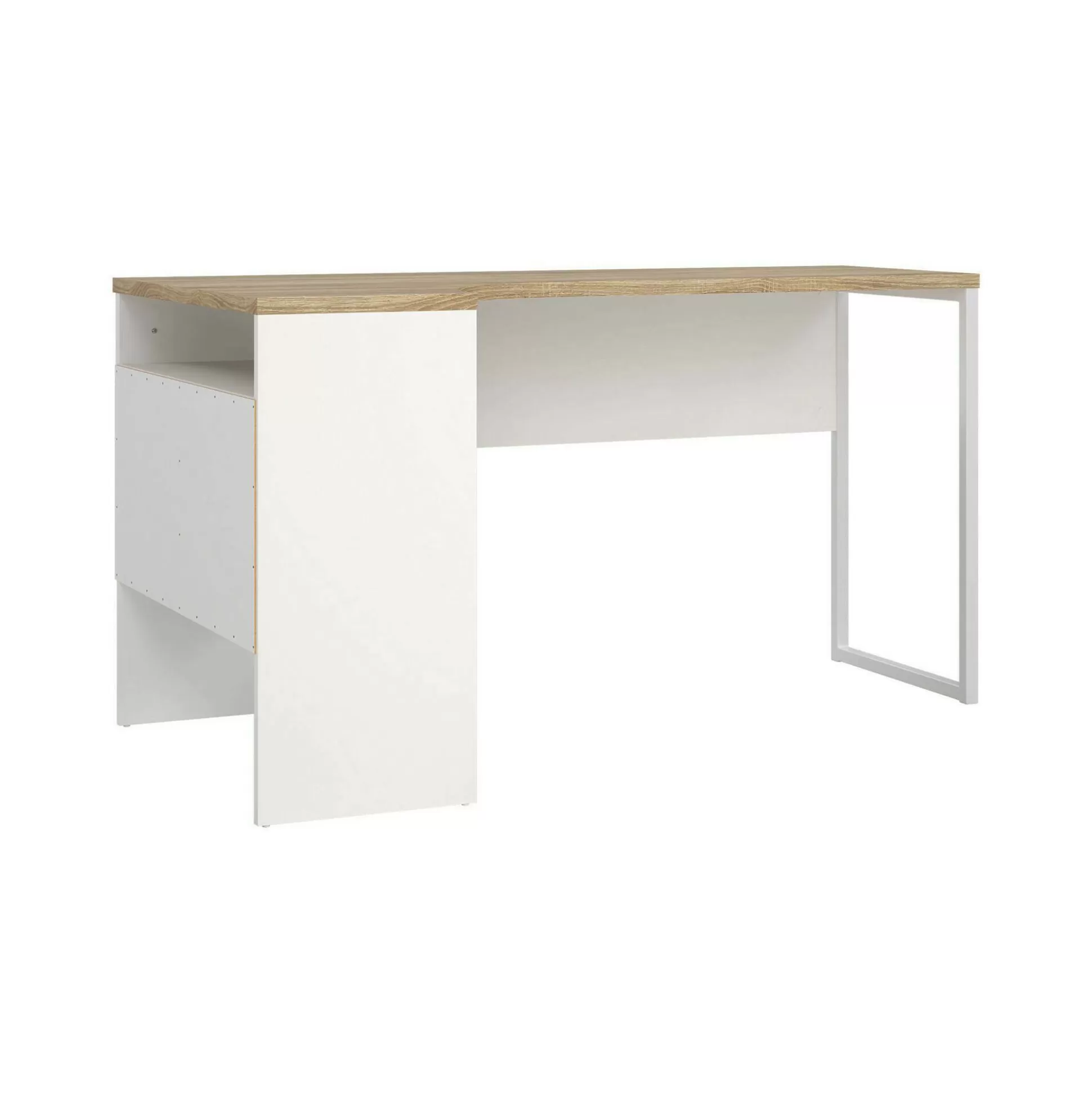 Dmora Scrivanie<Scrivania Moire, 145x81 h77 cm, Bianco e Quercia