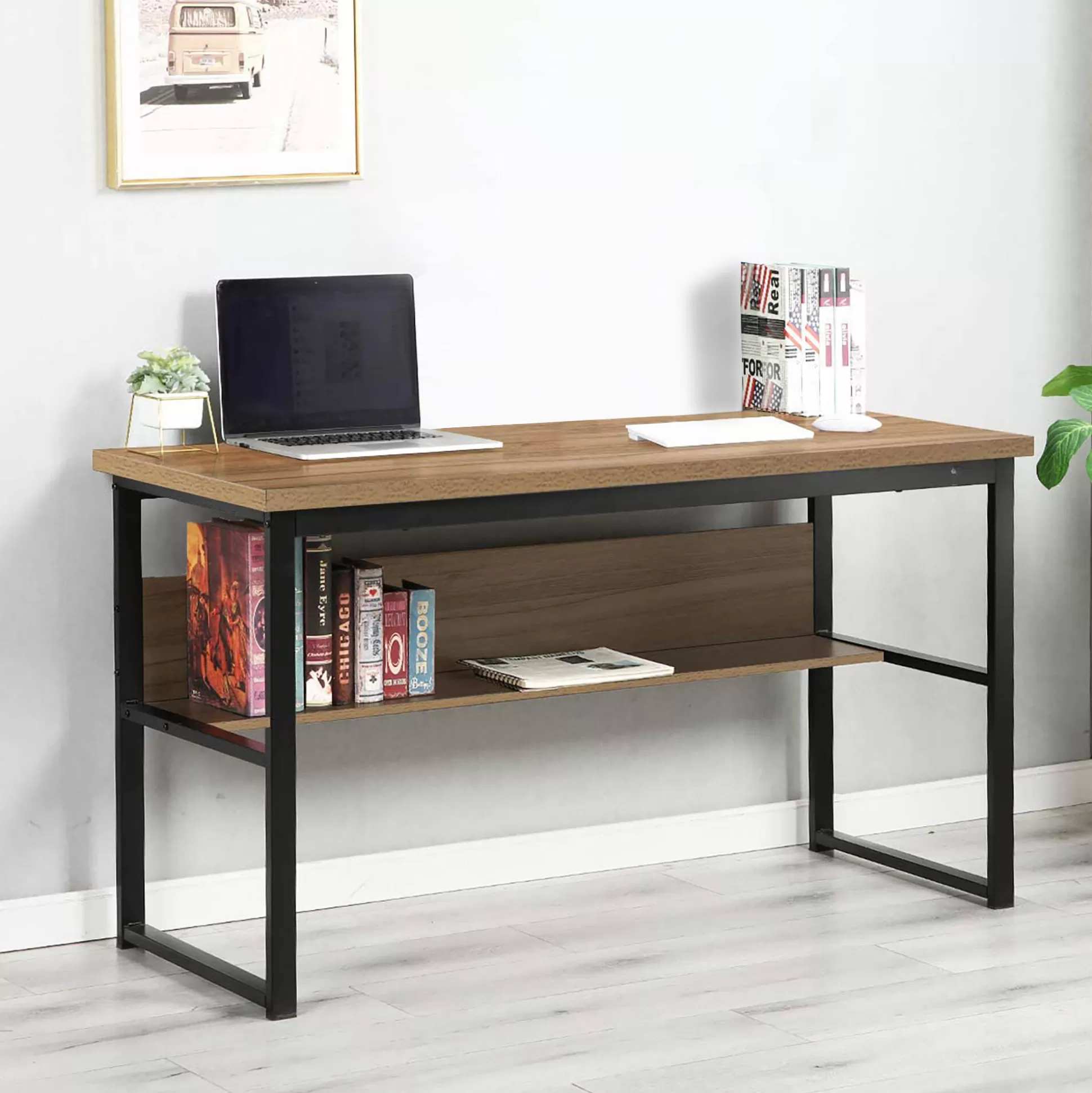 Dmora Scrivanie<Scrivania Nausicaa, 55x139h74 cm, Nero e Rovere