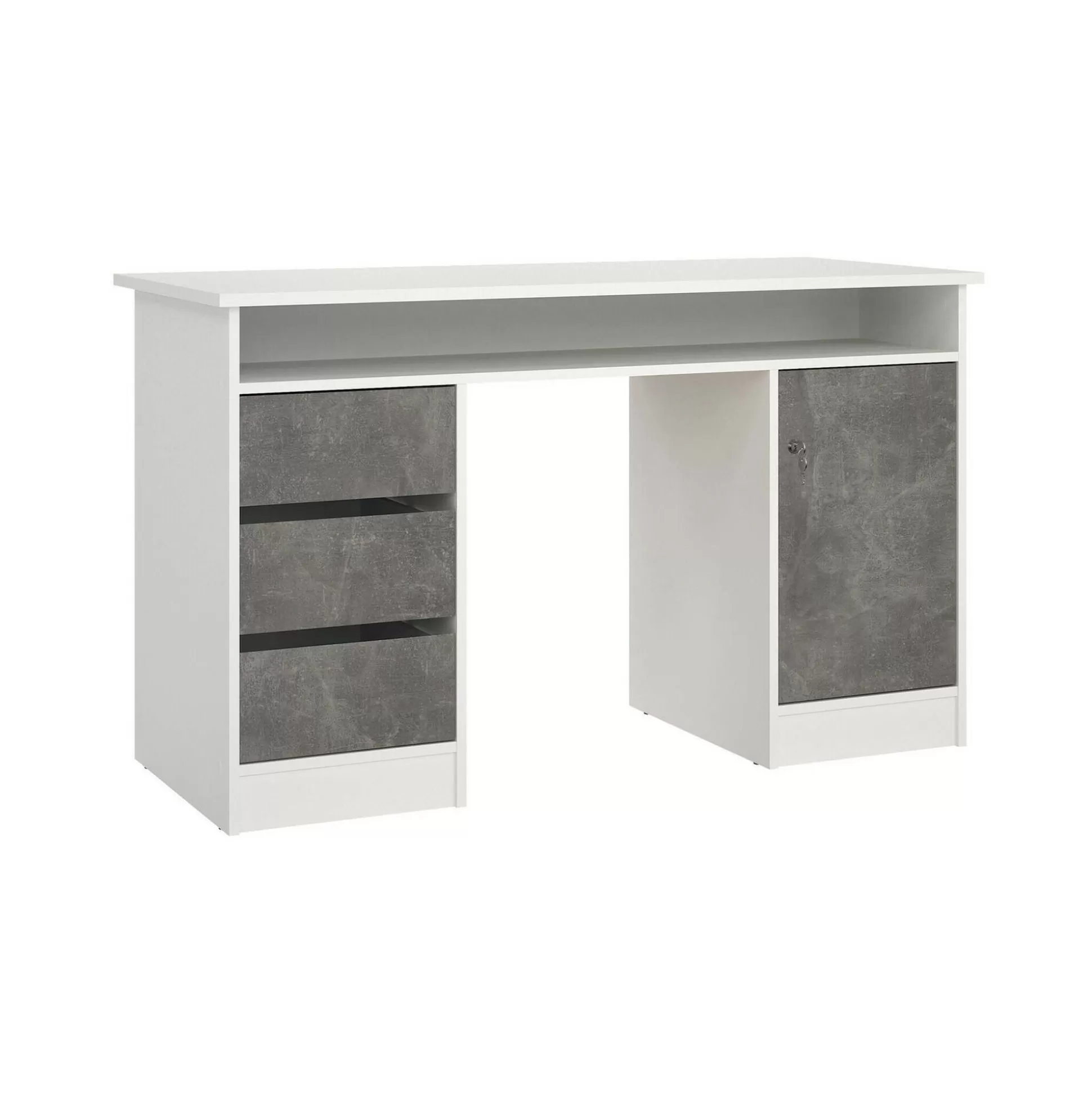 Dmora Scrivanie<Scrivania Shanshan, 55x126 h76 cm, Bianco e Grigio