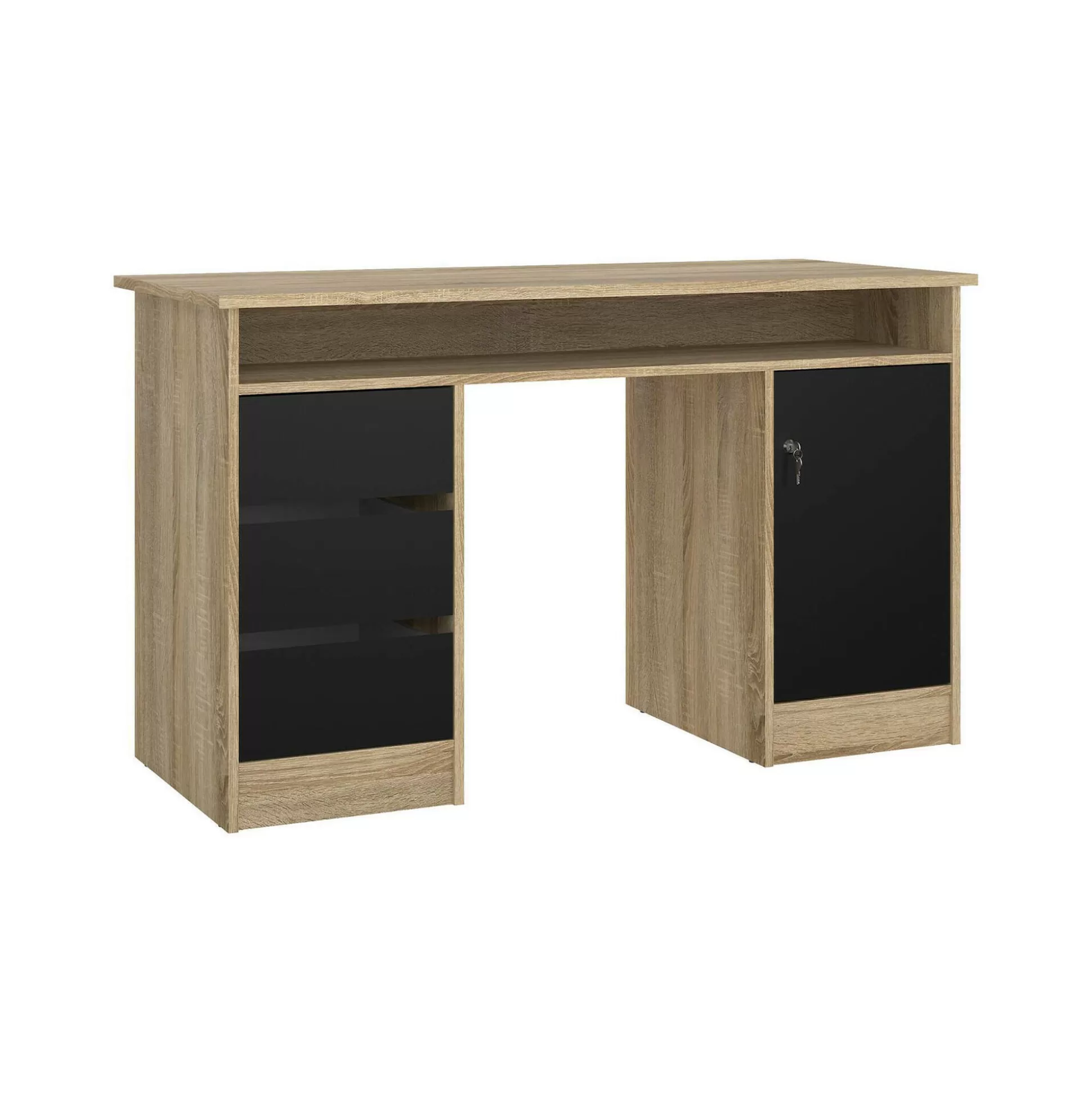 Dmora Scrivanie<Scrivania Shanshan, 55x126 h76 cm, Quercia e Nero