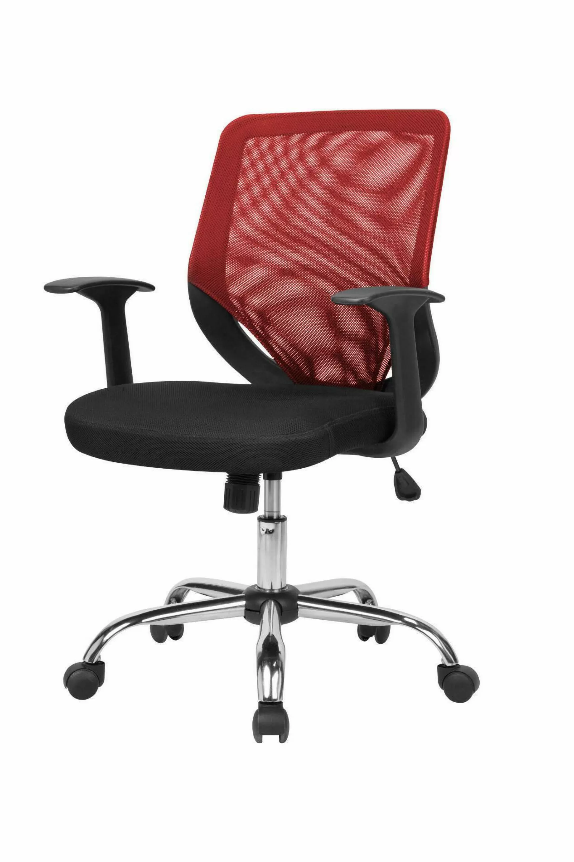 Dmora Sedie Con Ruote<Sedia con ruote Daaro, 60x54h90/98 cm, Nero e Rosso