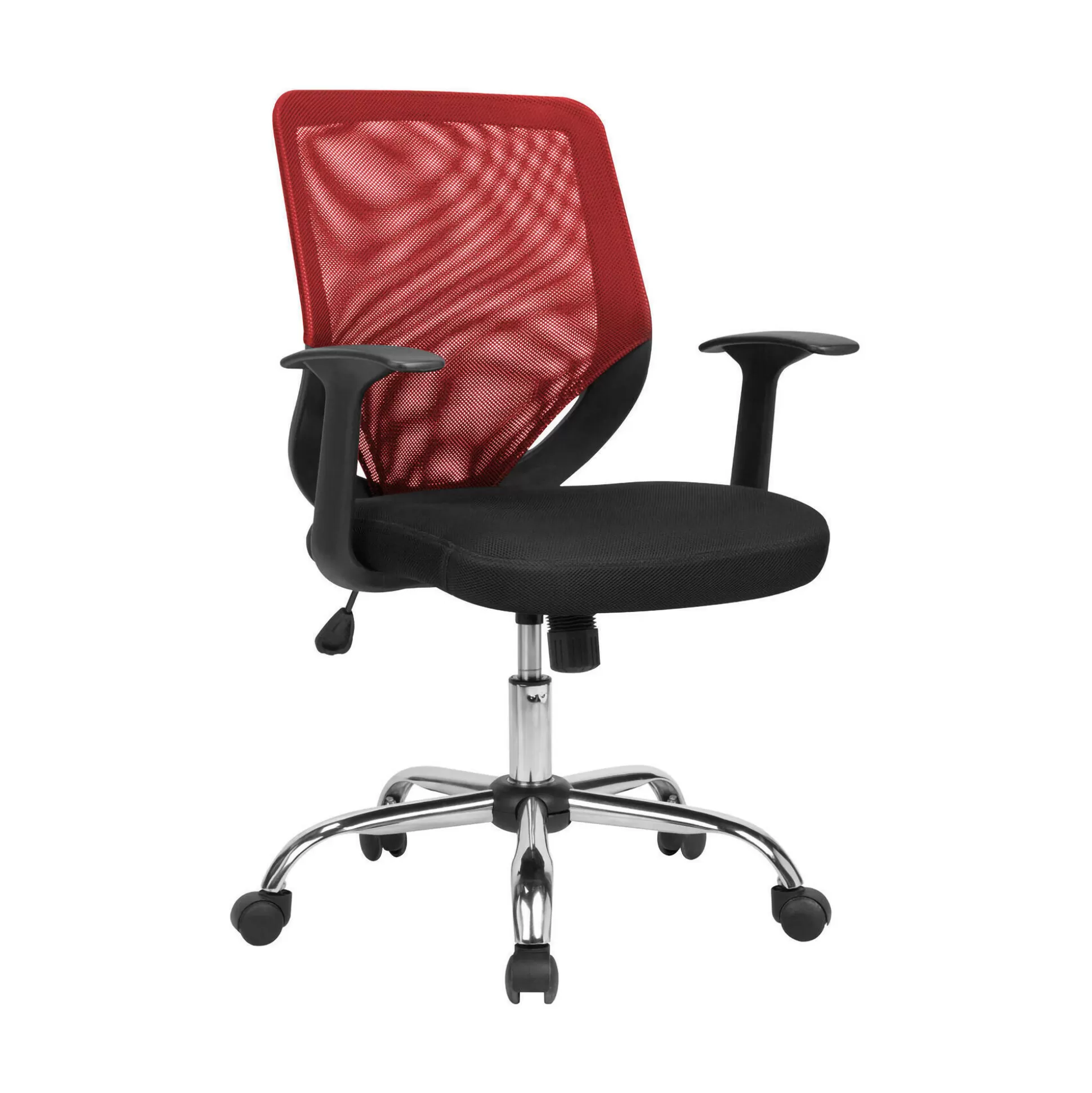 Dmora Sedie Con Ruote<Sedia con ruote Daaro, 60x54h90/98 cm, Nero e Rosso
