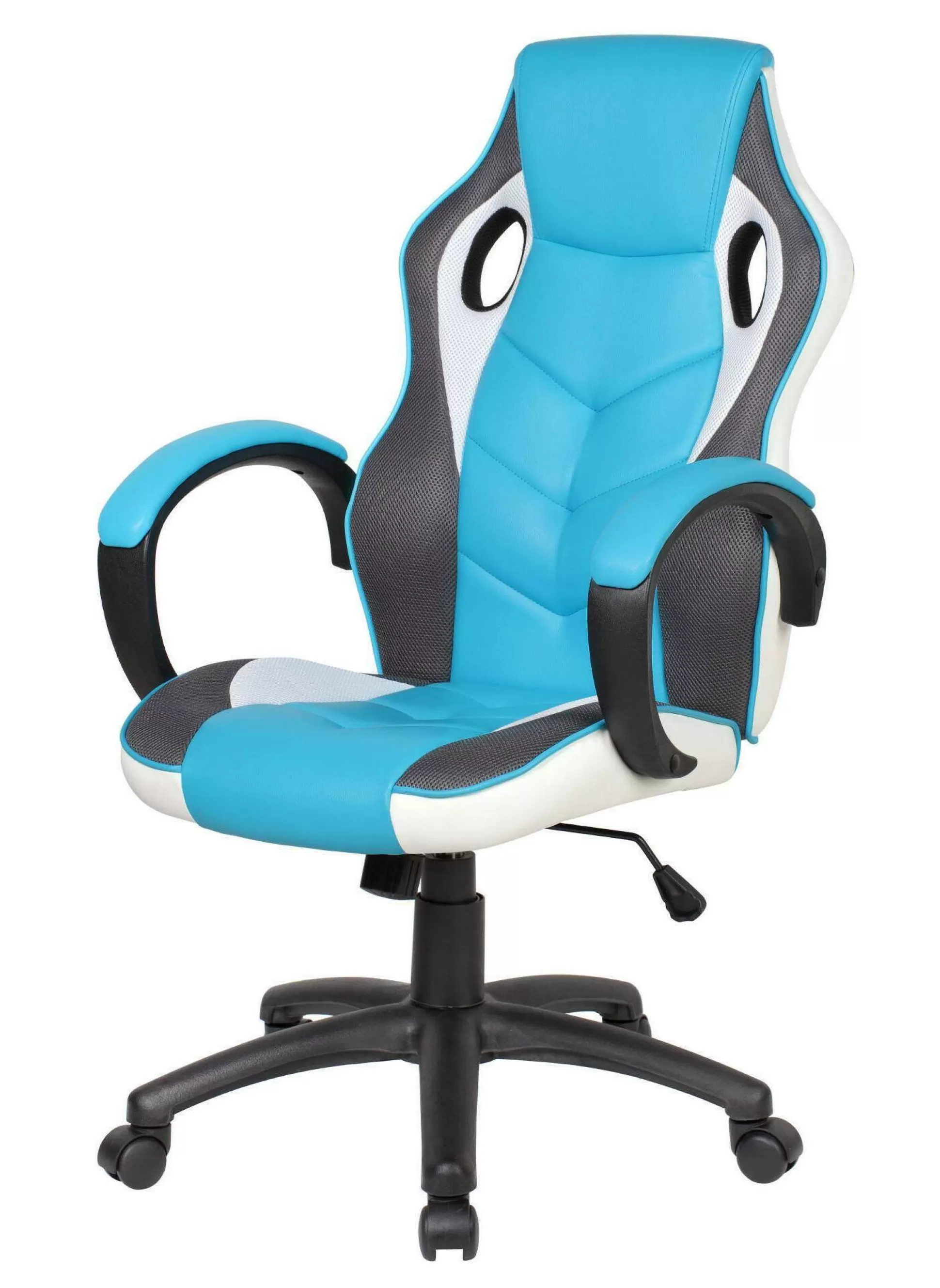 Dmora Sedie Con Ruote<Sedia con ruote Darlanc, 66x61h104/114 cm, Azzurro e Bianco