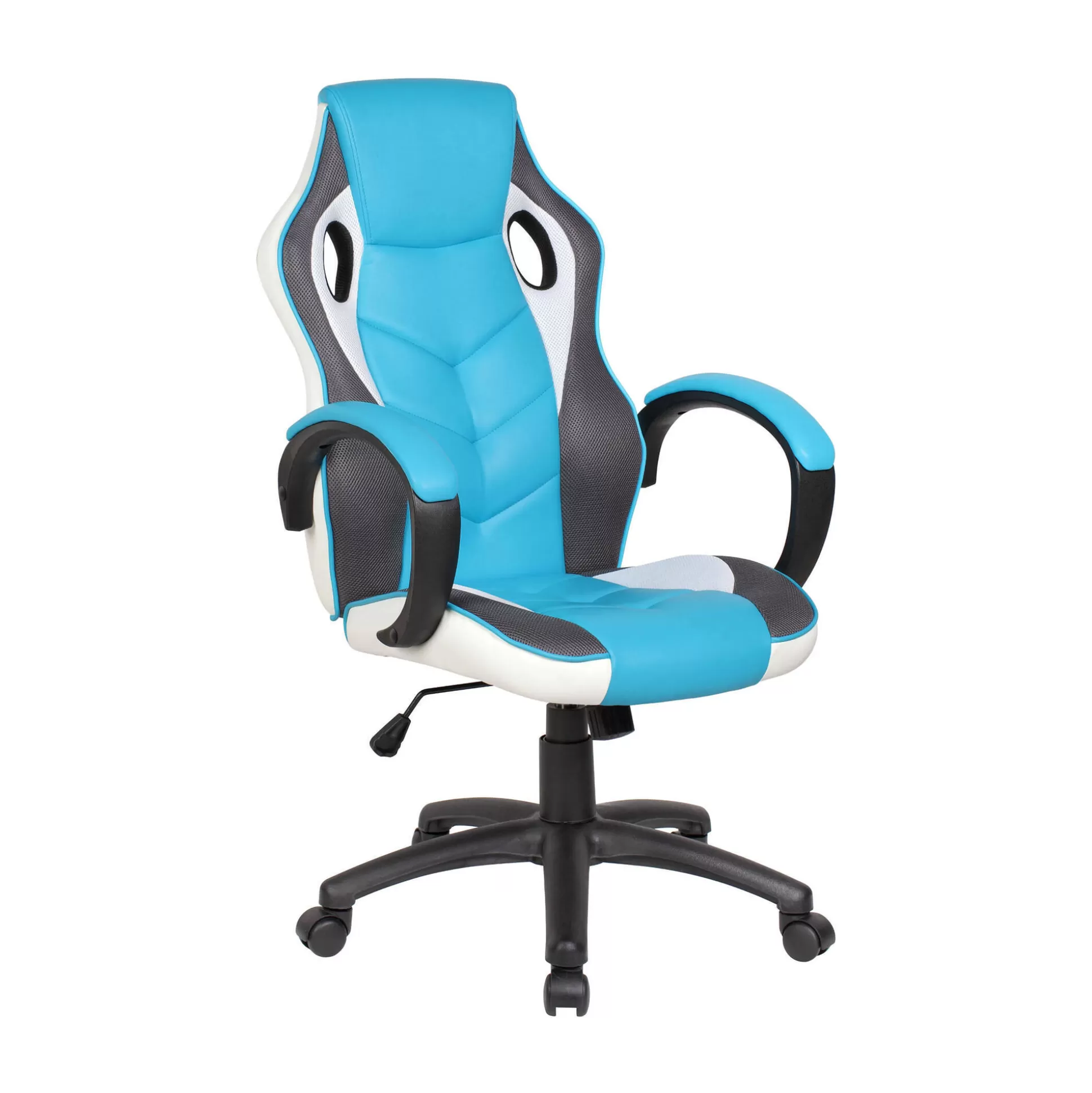 Dmora Sedie Con Ruote<Sedia con ruote Darlanc, 66x61h104/114 cm, Azzurro e Bianco