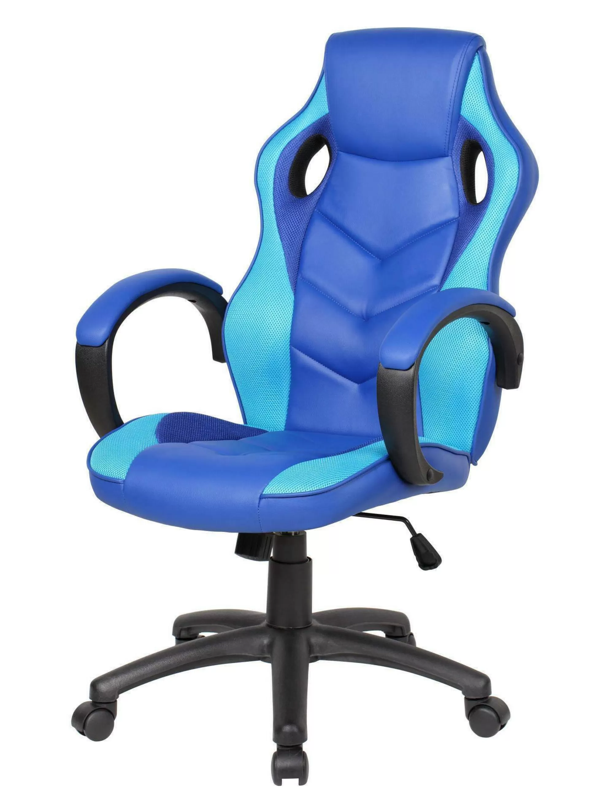 Dmora Sedie Con Ruote<Sedia con ruote Darlanc, 66x61h104/114 cm, Blu e Azzurro