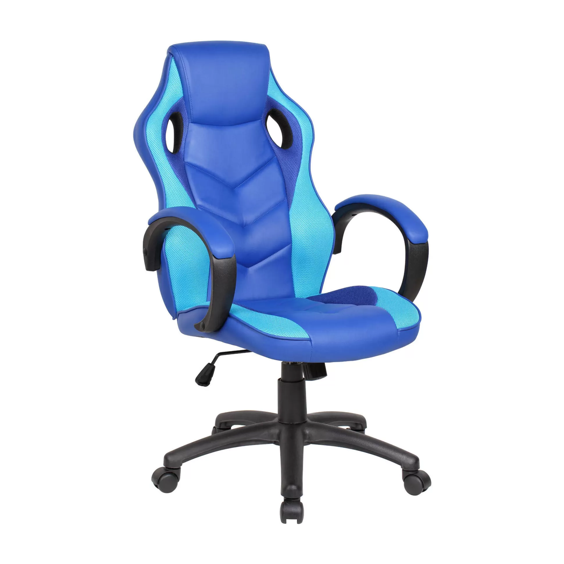 Dmora Sedie Con Ruote<Sedia con ruote Darlanc, 66x61h104/114 cm, Blu e Azzurro