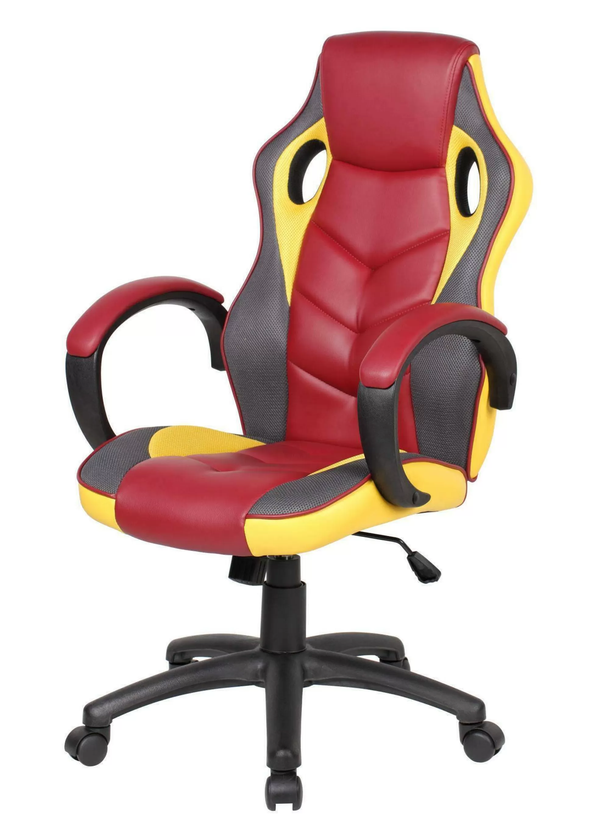 Dmora Sedie Con Ruote<Sedia con ruote Darlanc, 66x61h104/114 cm, Rosso e Giallo