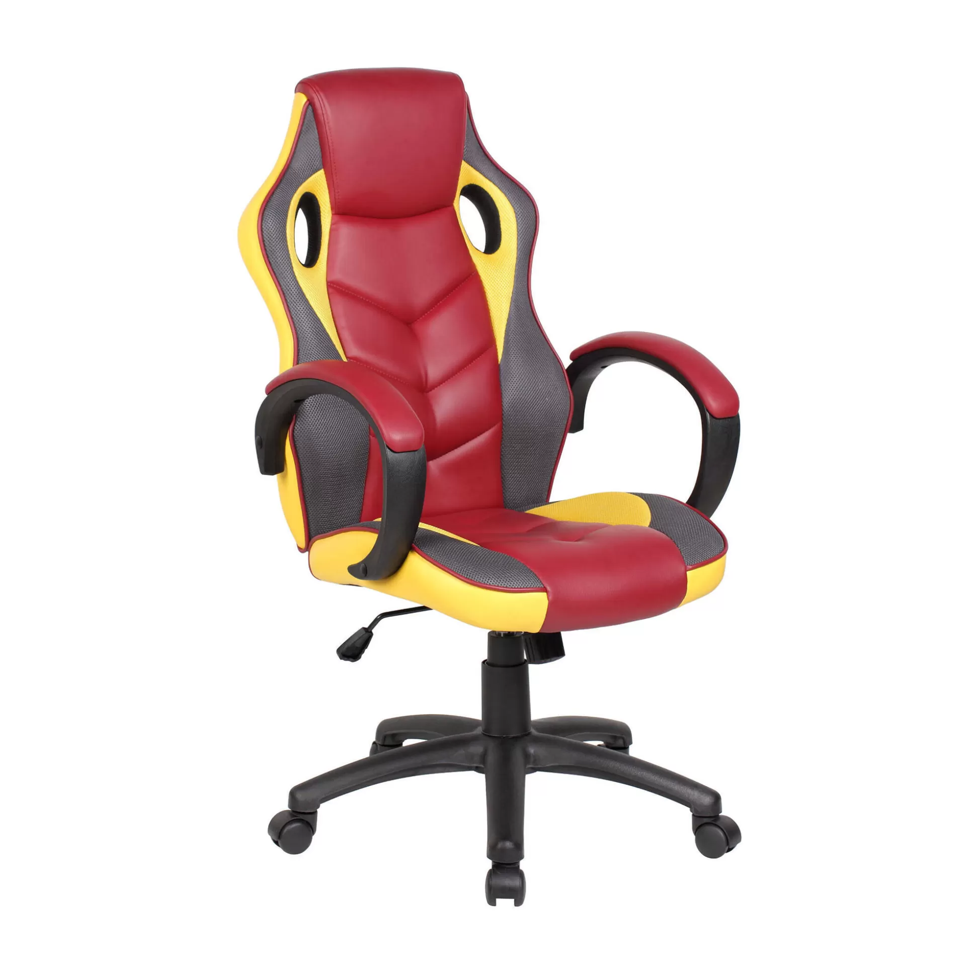 Dmora Sedie Con Ruote<Sedia con ruote Darlanc, 66x61h104/114 cm, Rosso e Giallo