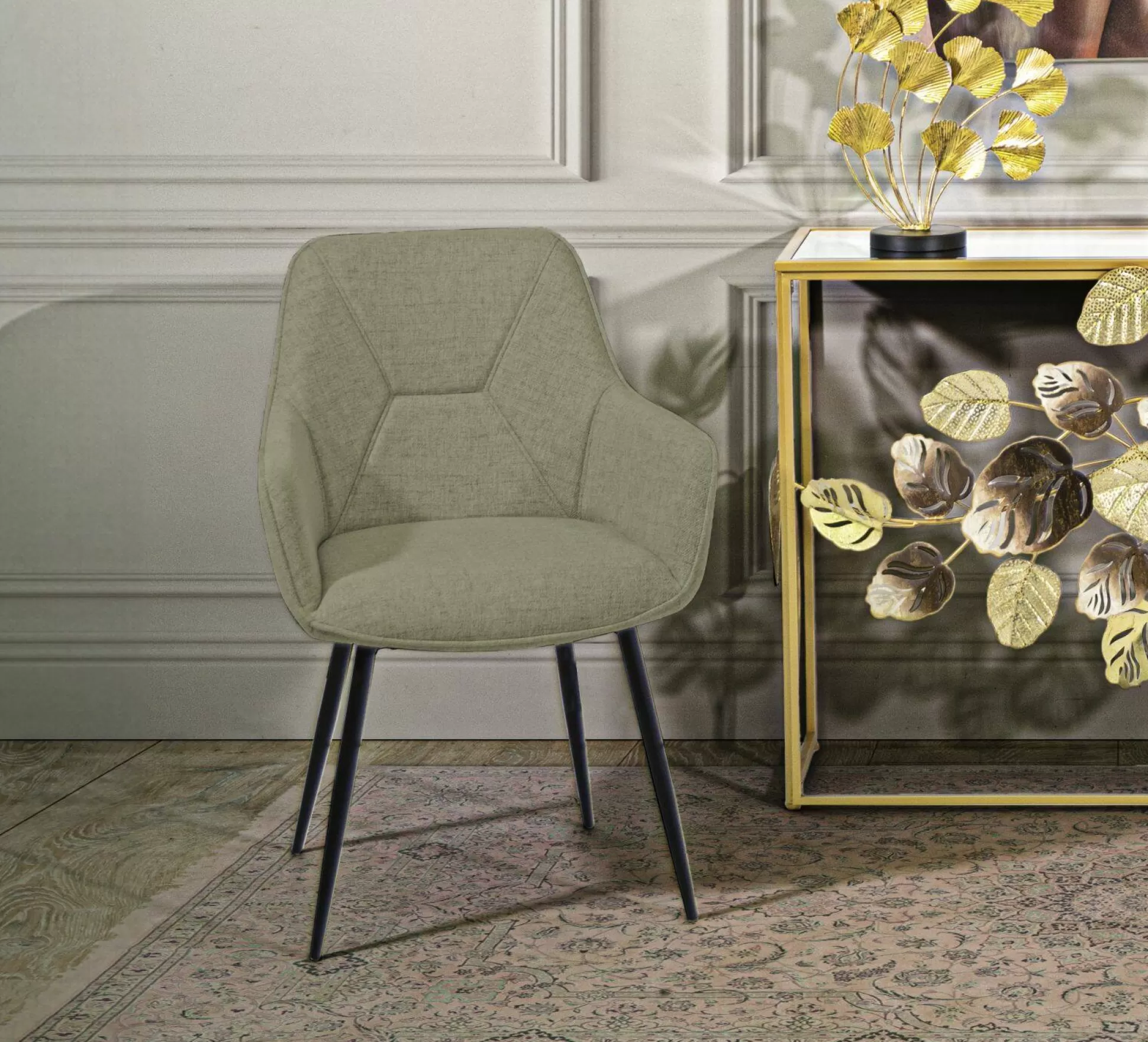 Dmora Sedie<Sedia Editor, 58x63 h86 cm, Nero e Verde