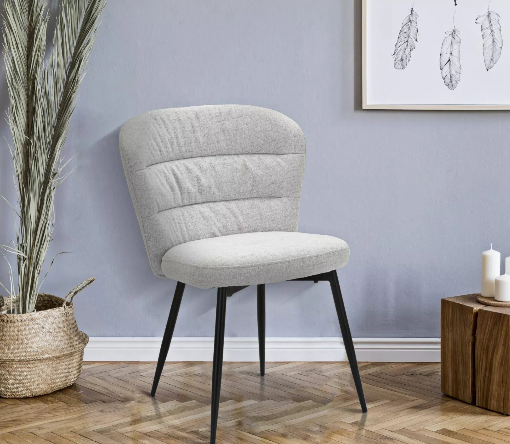 Dmora Sedie<Sedia Leo, 58x61 h85 cm, Nero e Grigio