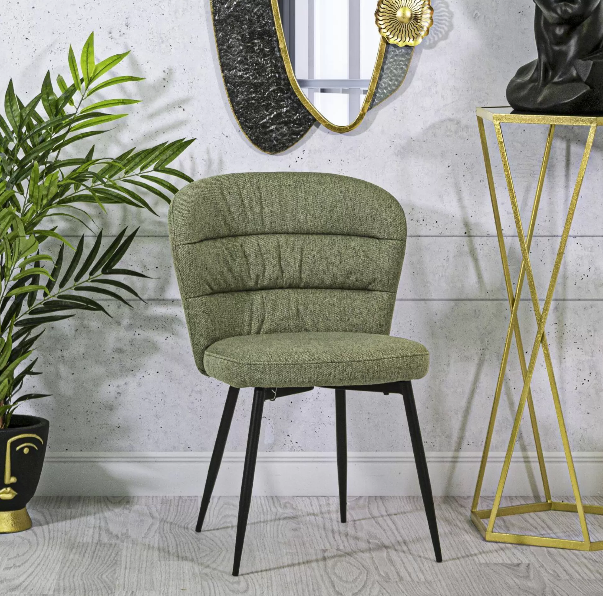 Dmora Sedie<Sedia Leo, 58x61 h85 cm, Nero e Verde