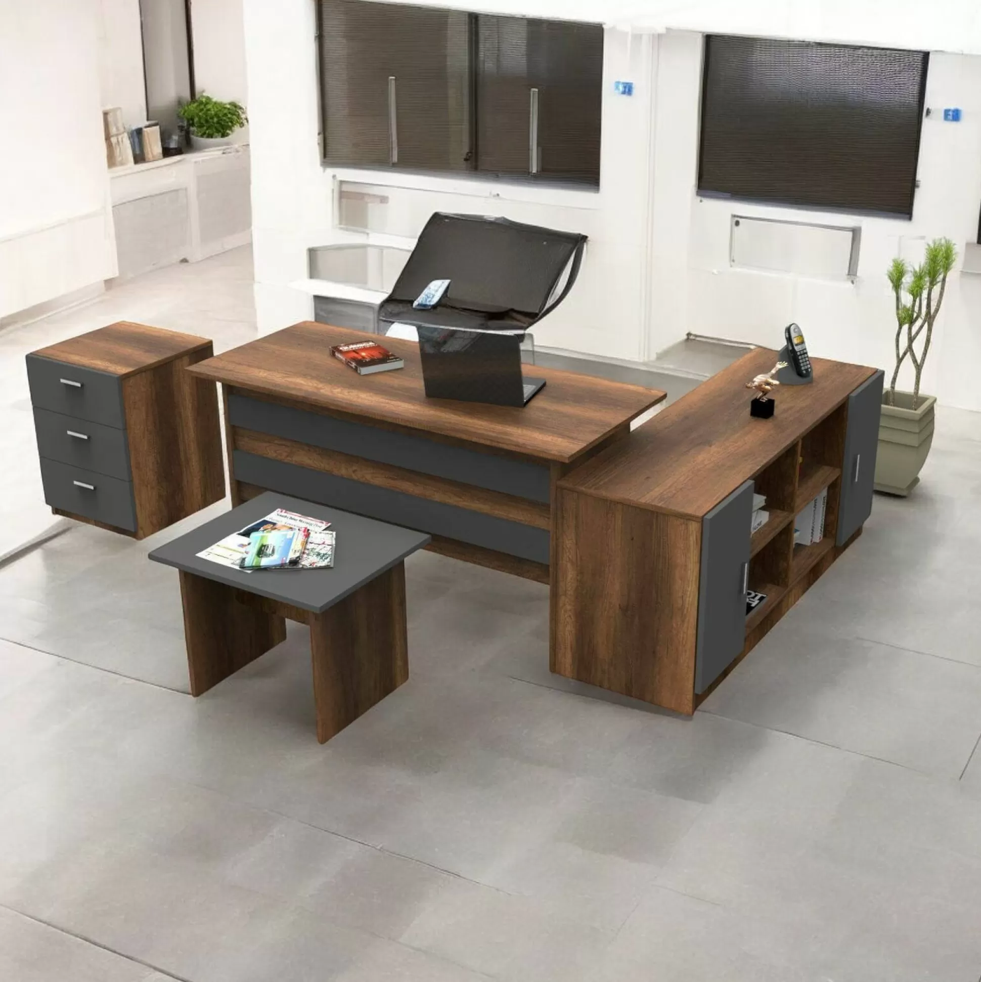 Dmora Set Da Ufficio<Set da ufficio Dgiovannin, Noce e Antracite