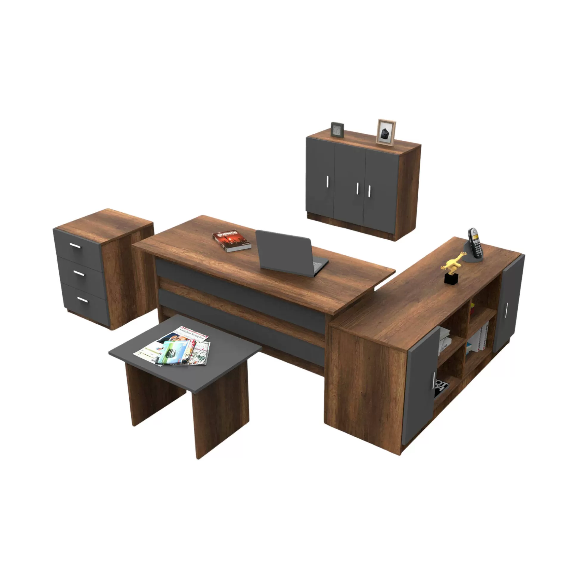 Dmora Set Da Ufficio<Set da ufficio Djaroszynsk, Noce e Antracite